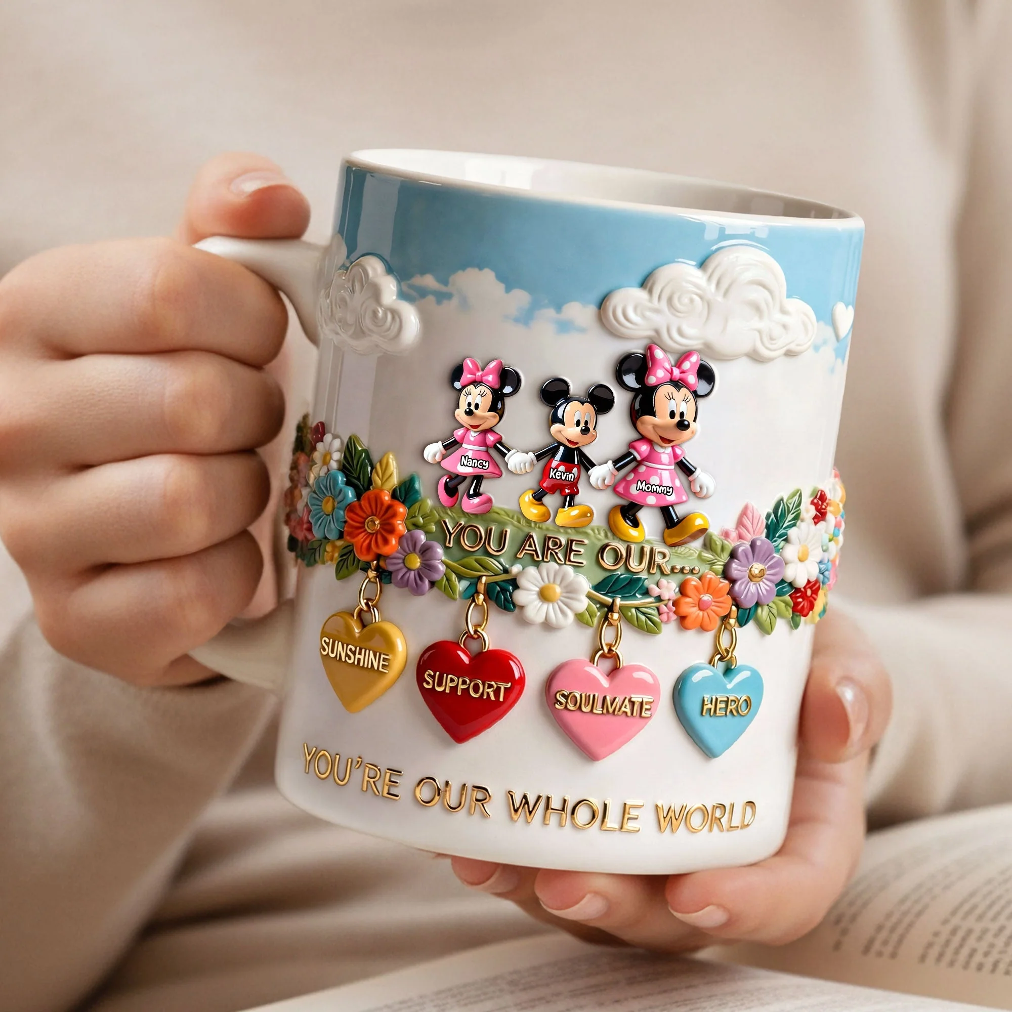 MkMo Magic Mouse You Are Our Whole World - Personalized White Edge-To-Edge Mug - Gift For Mom, Grandma NL122