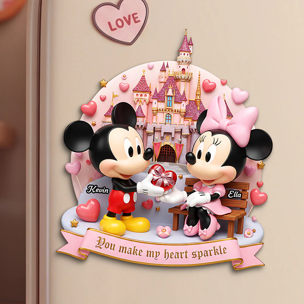 MkMo Magic Mouse You Make My Heart Sparkle - Personalized Custom Shape Acrylic Fridge Magnet - Gift For Couples, Movie Fans NL122