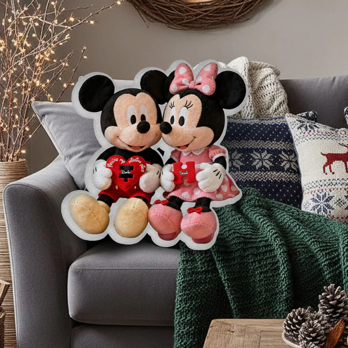 MkMo Magic Mouse You're My Missing Piece - Personalized Custom Shaped Pillow - Gift For Couple, Fan Movies HH01 - Image 4