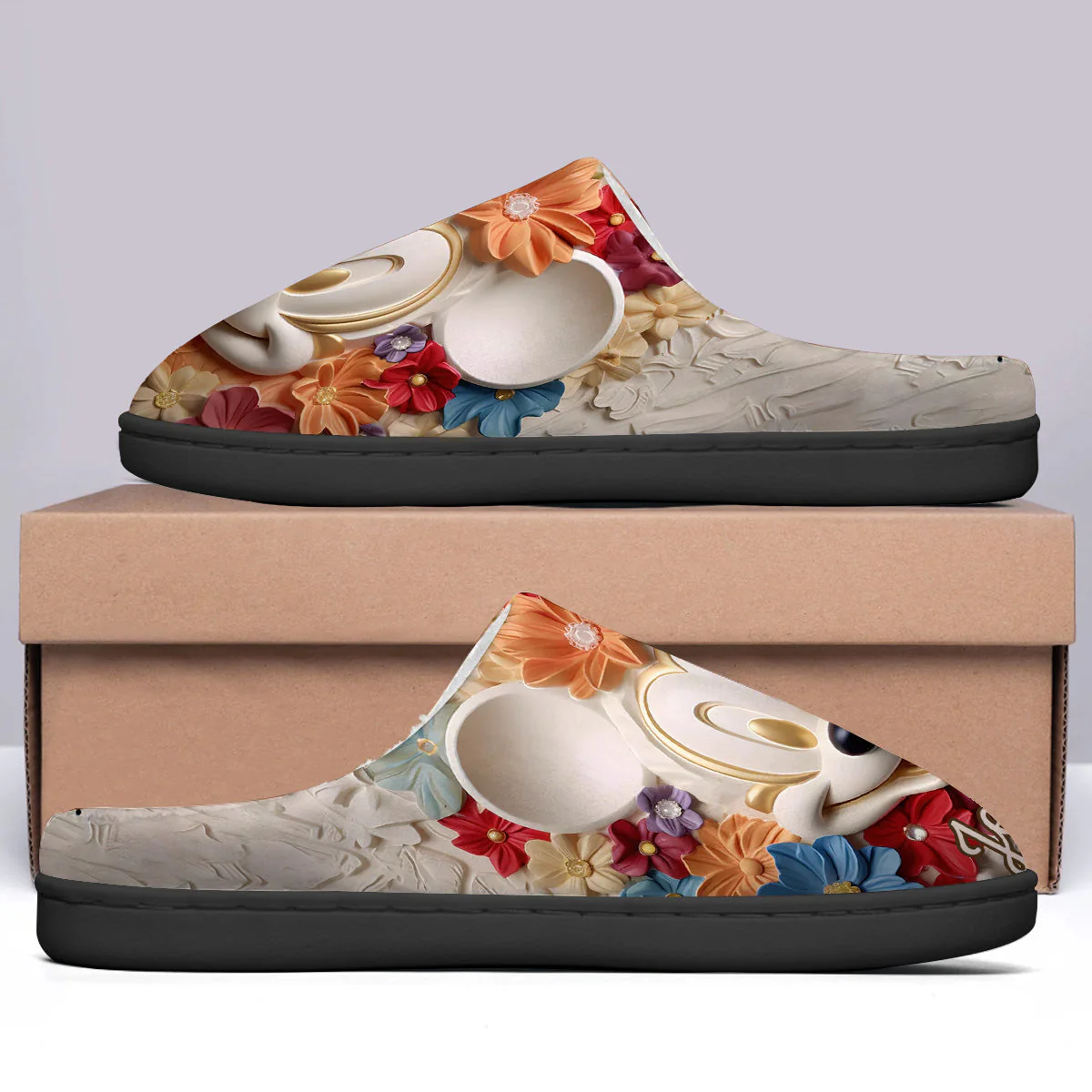 MkMo Merry Christmas Magical Flowers - Personalized Slippers - Christmas Gift NA94 - Image 5