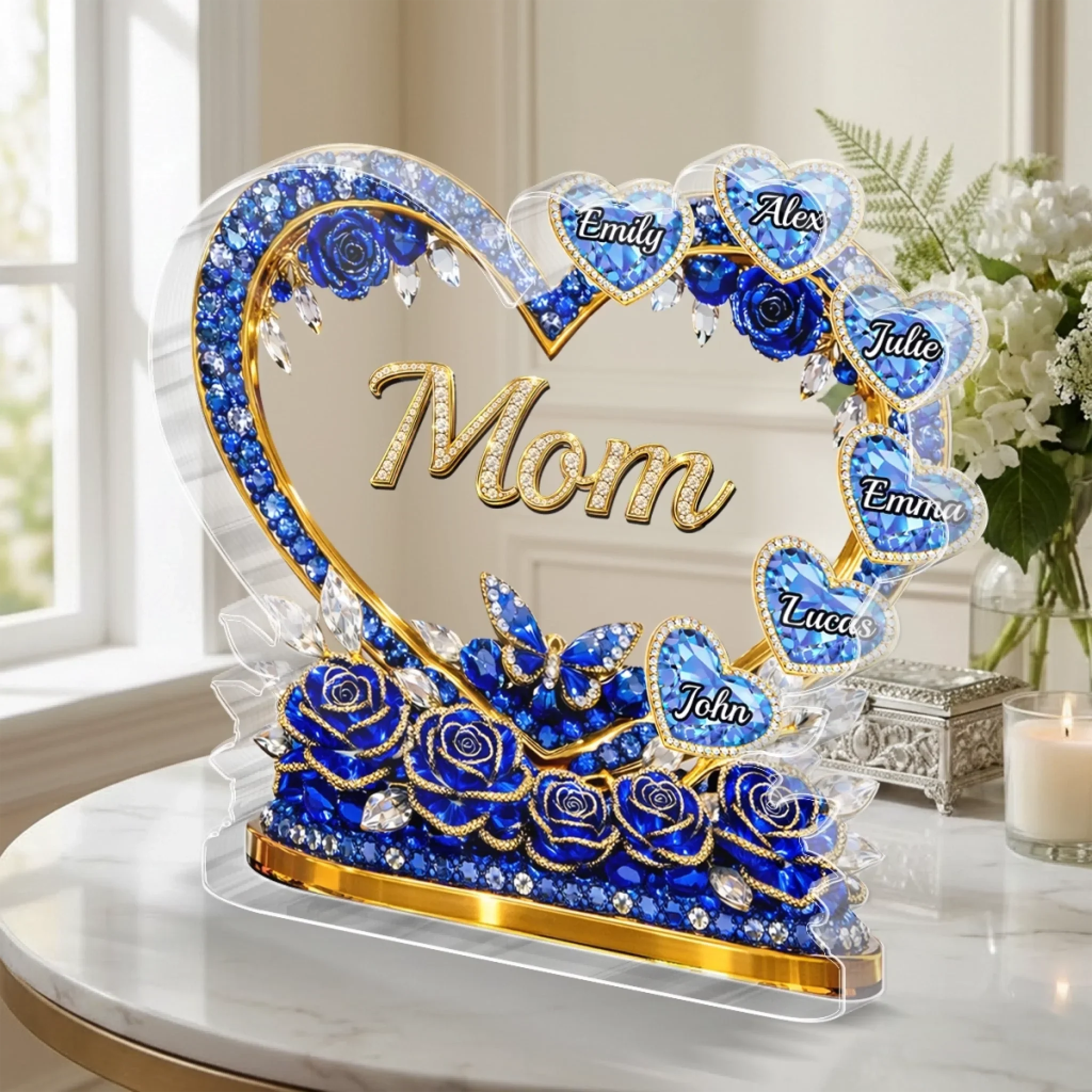 Mom Heart Full Of Care - Personalized Shape Acrylic Plaque - Gift For Mom, Grandma HN02 - Image 2