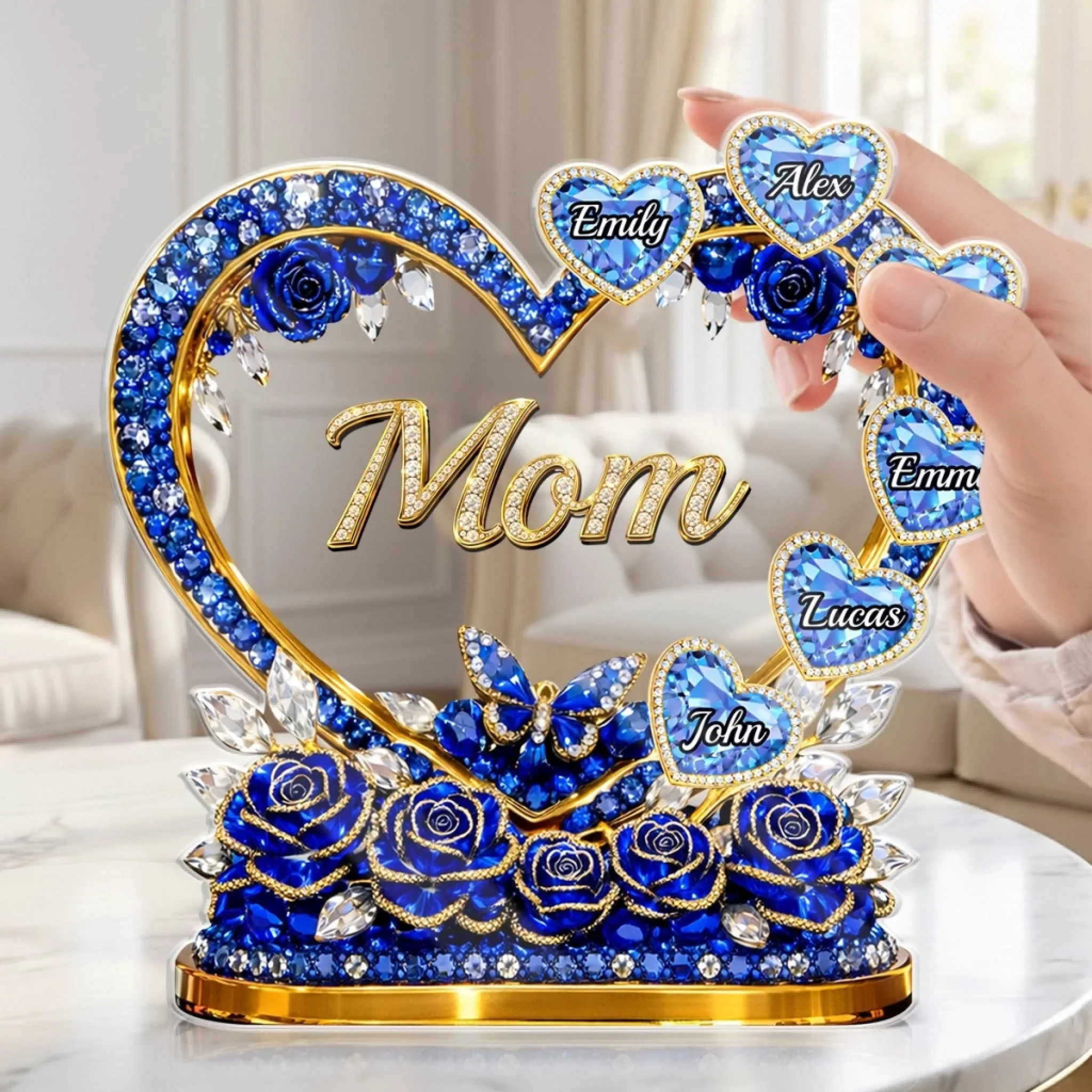 Mom Heart Full Of Care - Personalized Shape Acrylic Plaque - Gift For Mom, Grandma HN02 - Image 3