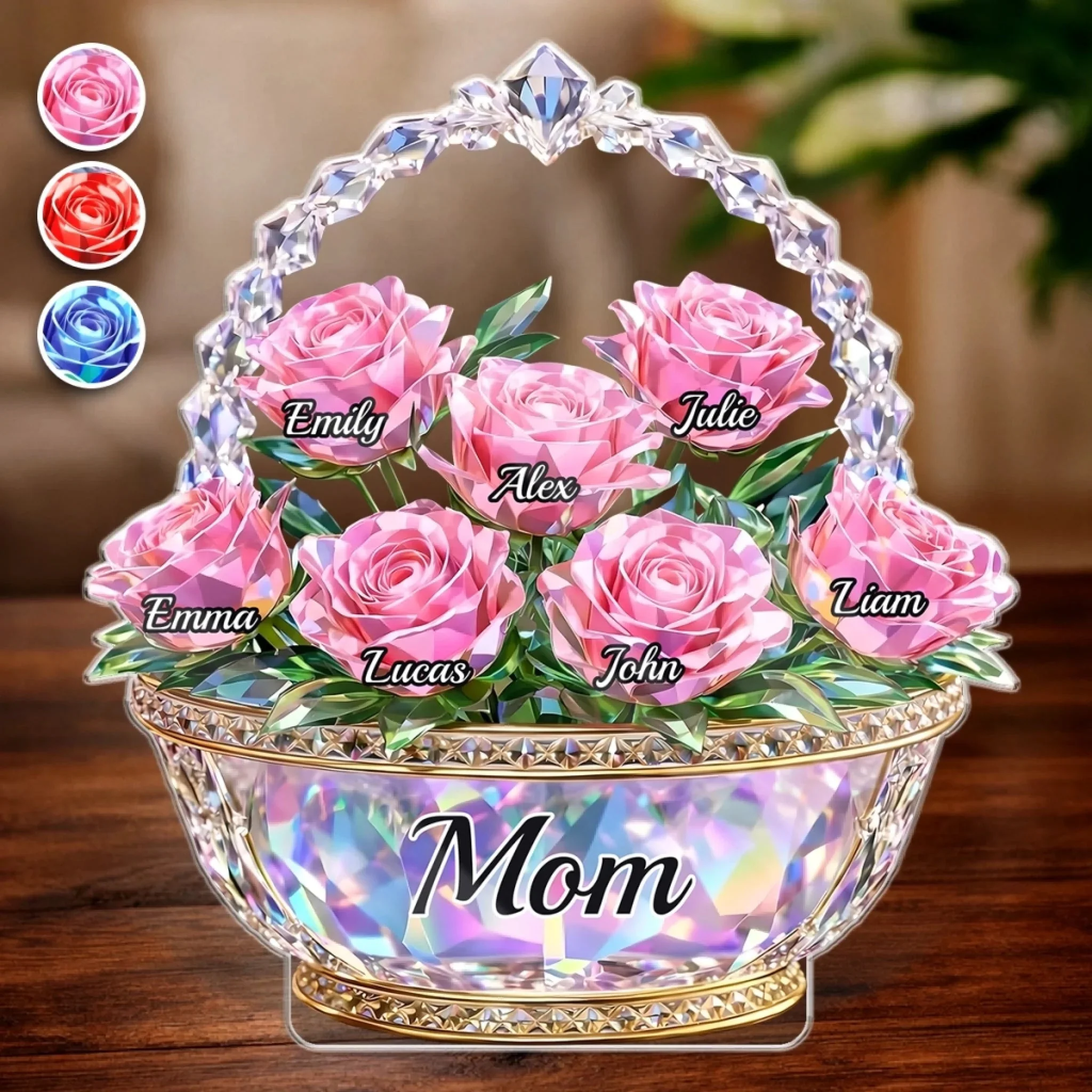 Mom Is My Home Floral - Personalized Shape Acrylic Plaque - Gift For Mom, Grandma HN02