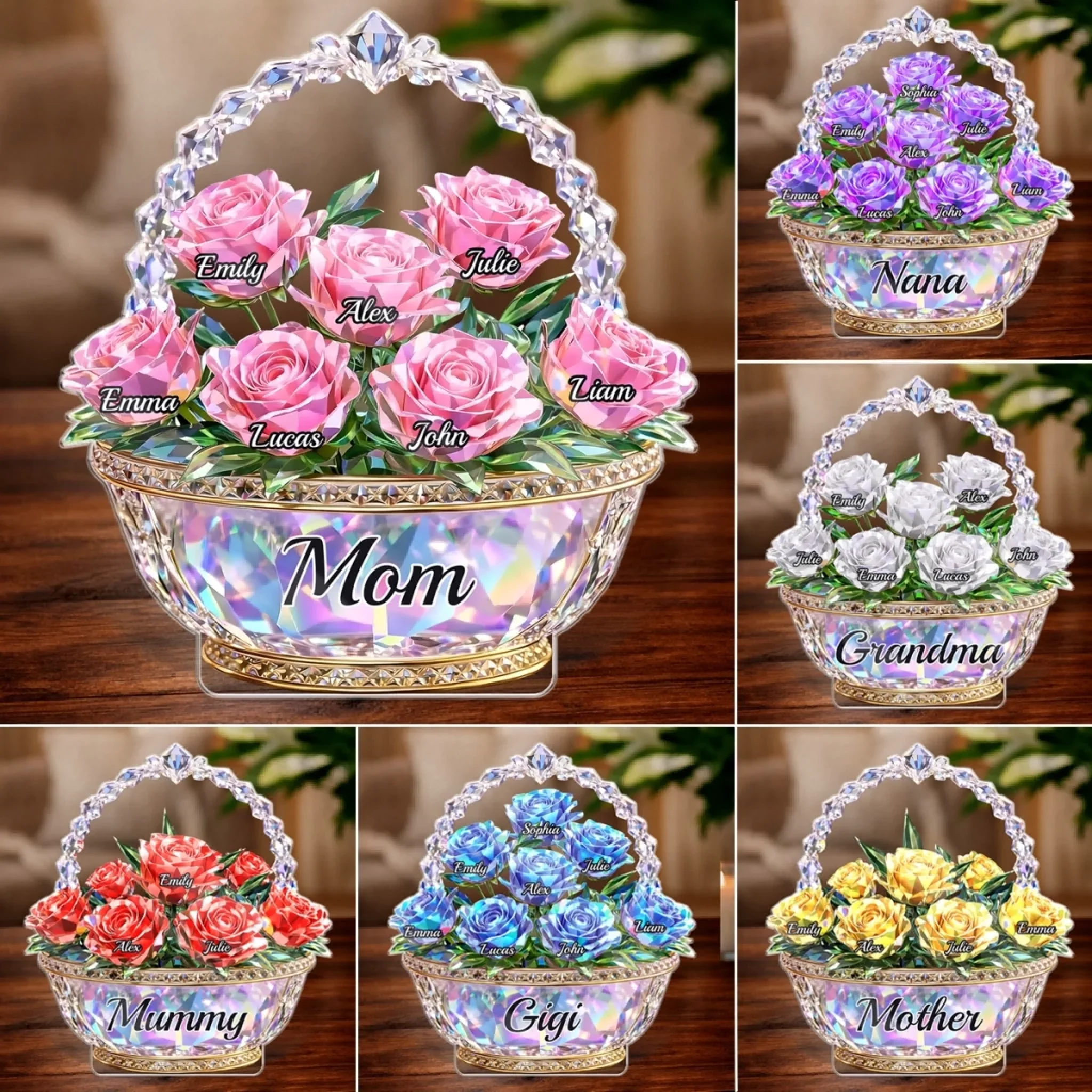 Mom Is My Home Floral - Personalized Shape Acrylic Plaque - Gift For Mom, Grandma HN02 - Image 2