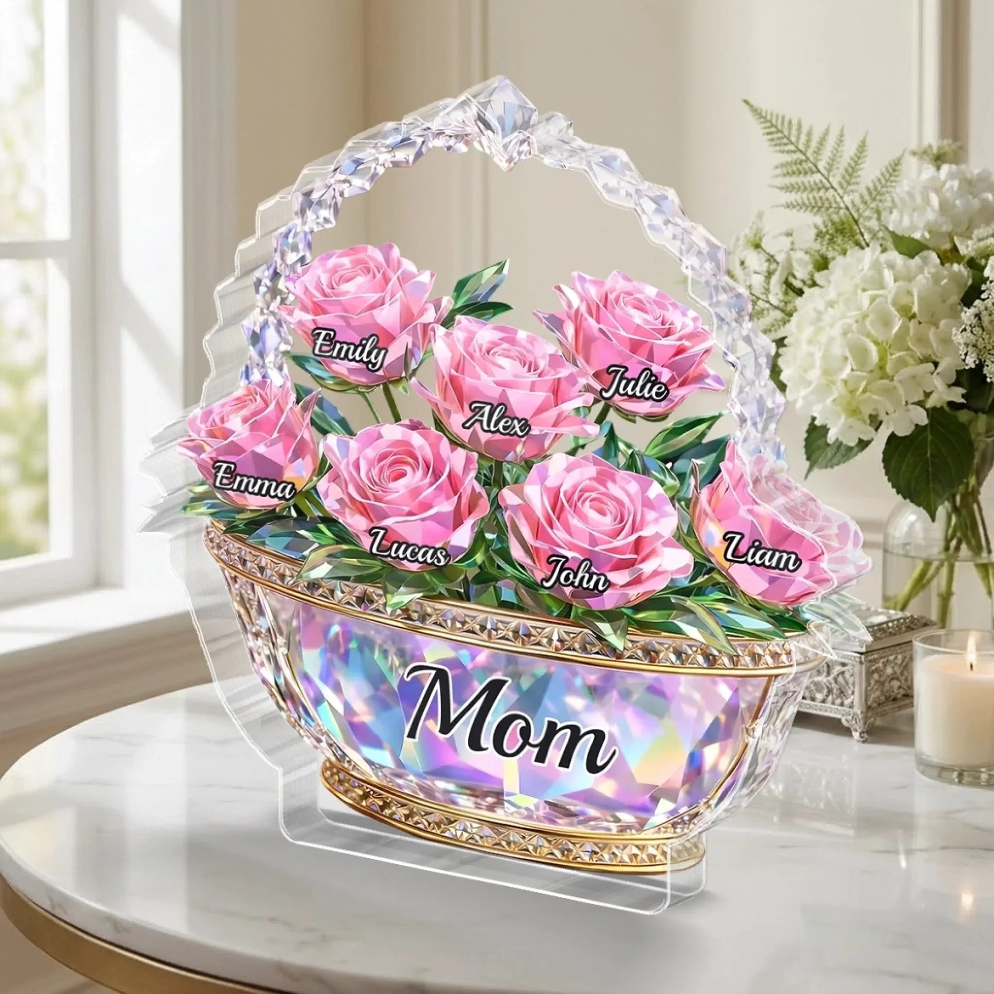 Mom Is My Home Floral - Personalized Shape Acrylic Plaque - Gift For Mom, Grandma HN02 - Image 3