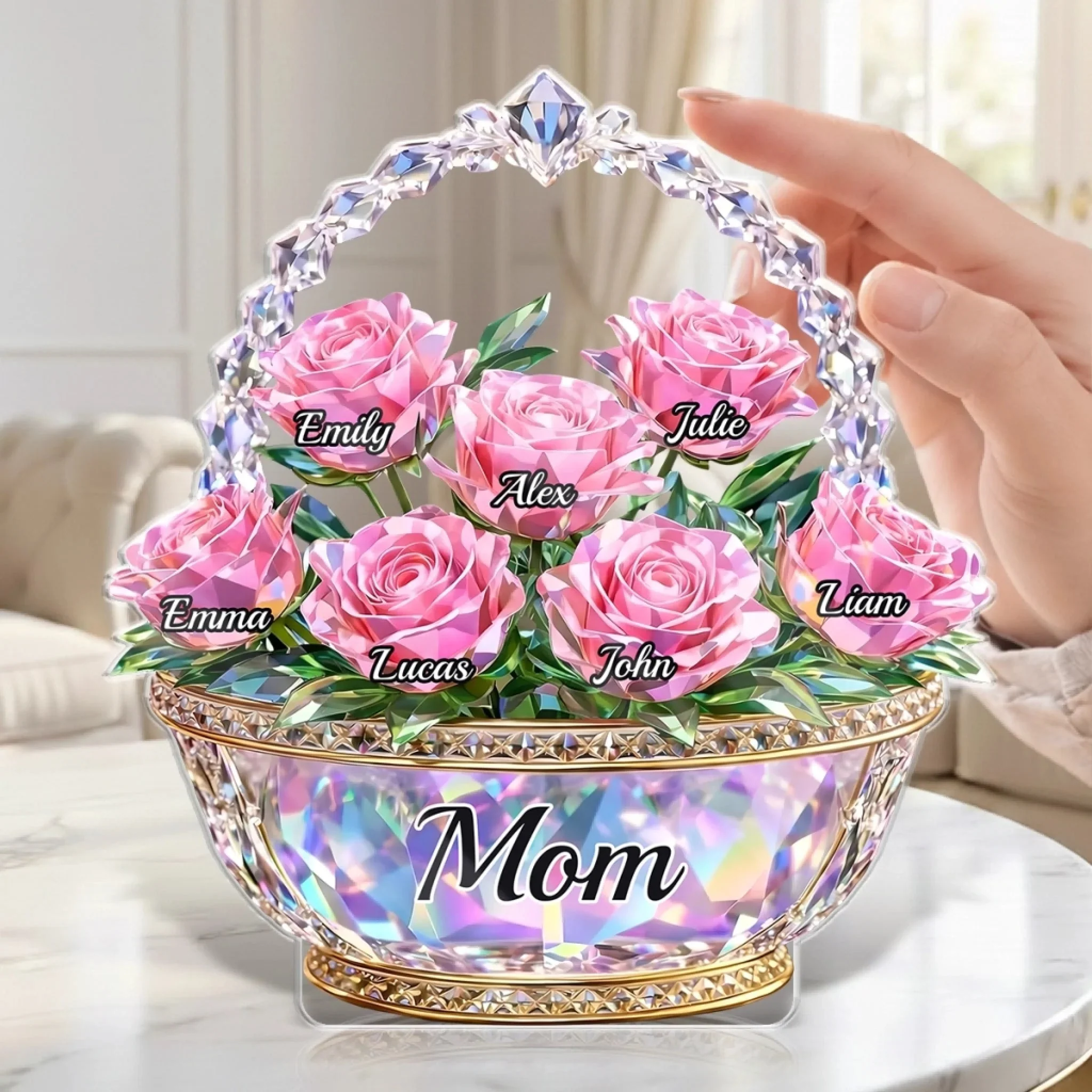 Mom Is My Home Floral - Personalized Shape Acrylic Plaque - Gift For Mom, Grandma HN02 - Image 4