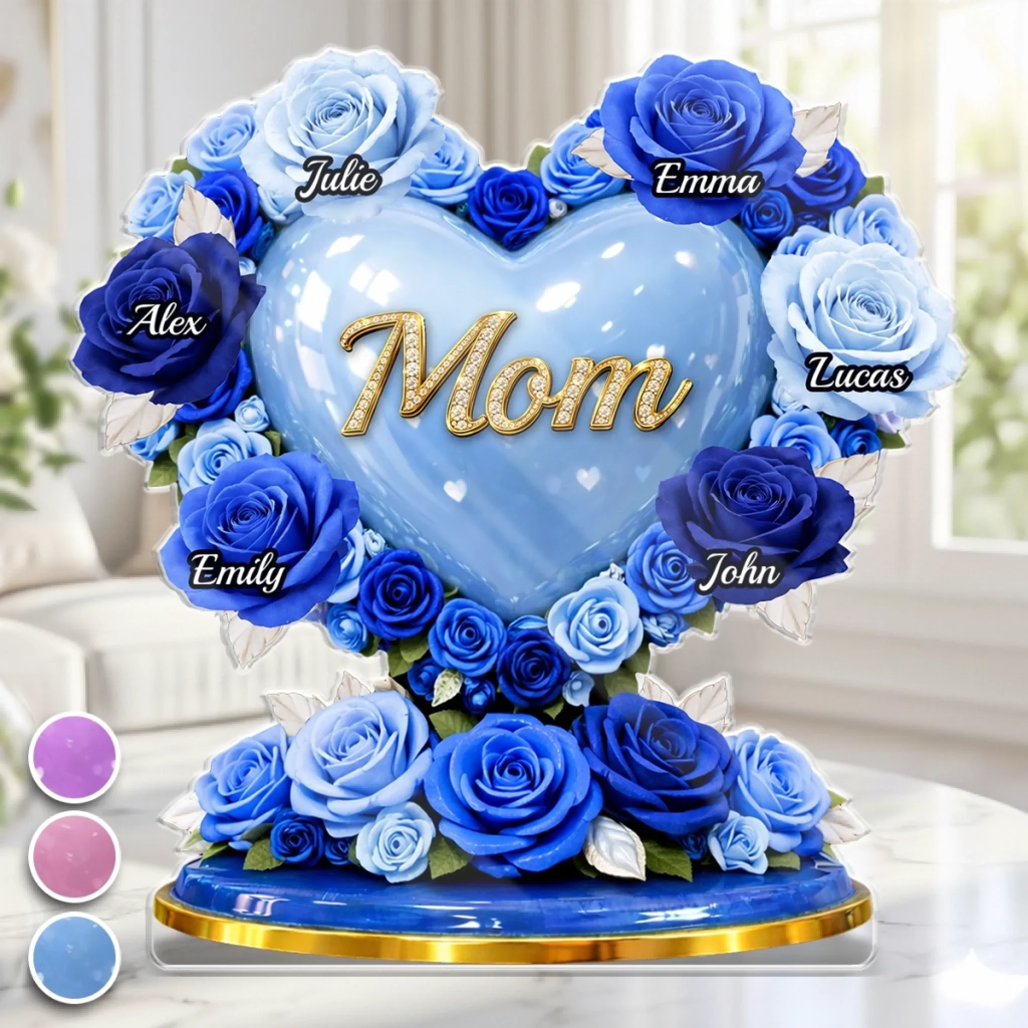 Mom Love Always Protects - Personalized Shape Acrylic Plaque - Gift For Mom, Grandma HN02