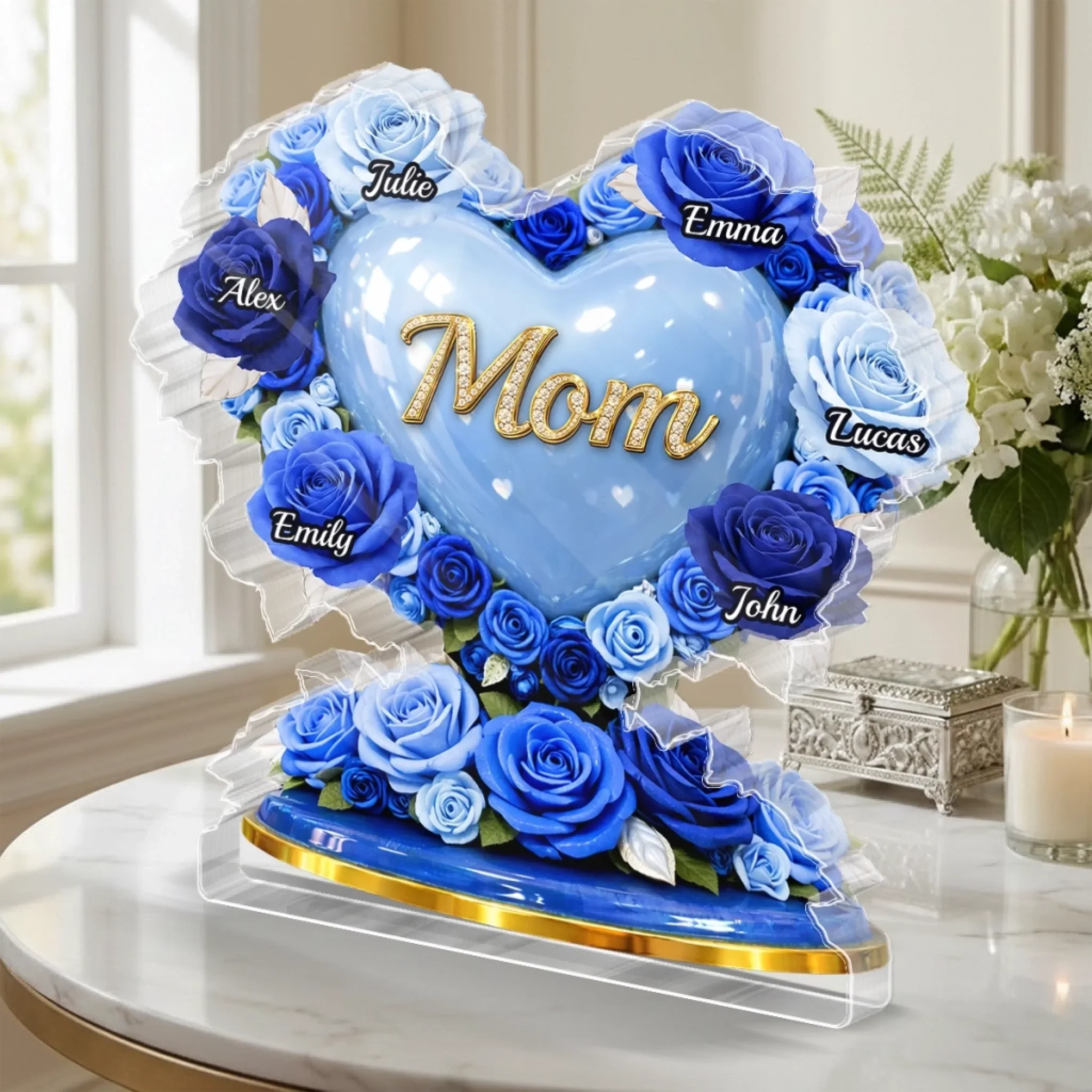 Mom Love Always Protects - Personalized Shape Acrylic Plaque - Gift For Mom, Grandma HN02 - Image 2