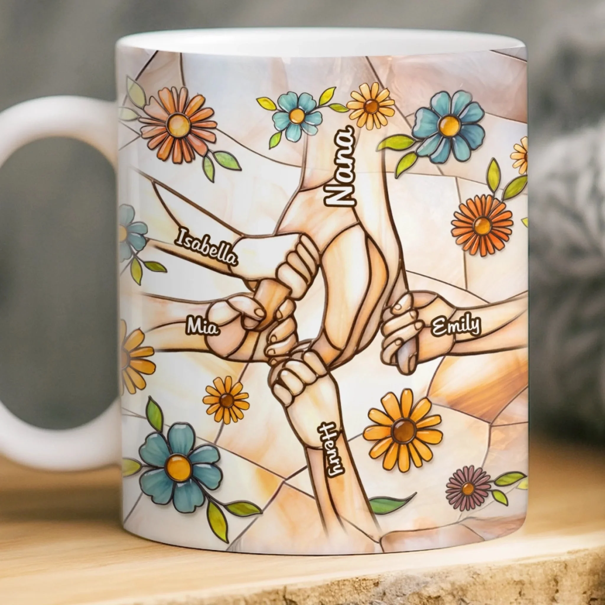 Mom Love Sparkle Every Day - Personalized White Edge-to-Edge Mug - Gift For Mom, Grandma HN02