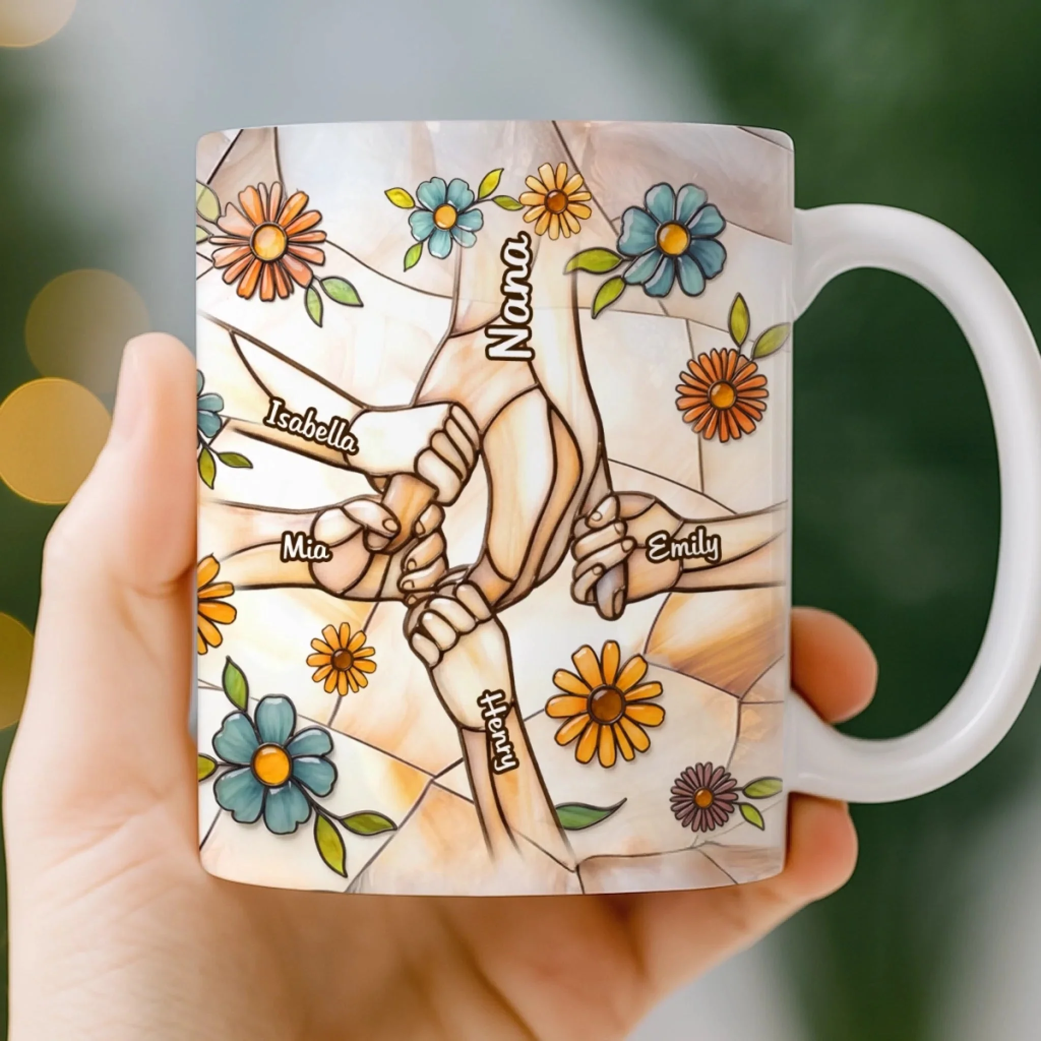 Mom Love Sparkle Every Day - Personalized White Edge-to-Edge Mug - Gift For Mom, Grandma HN02 - Image 3