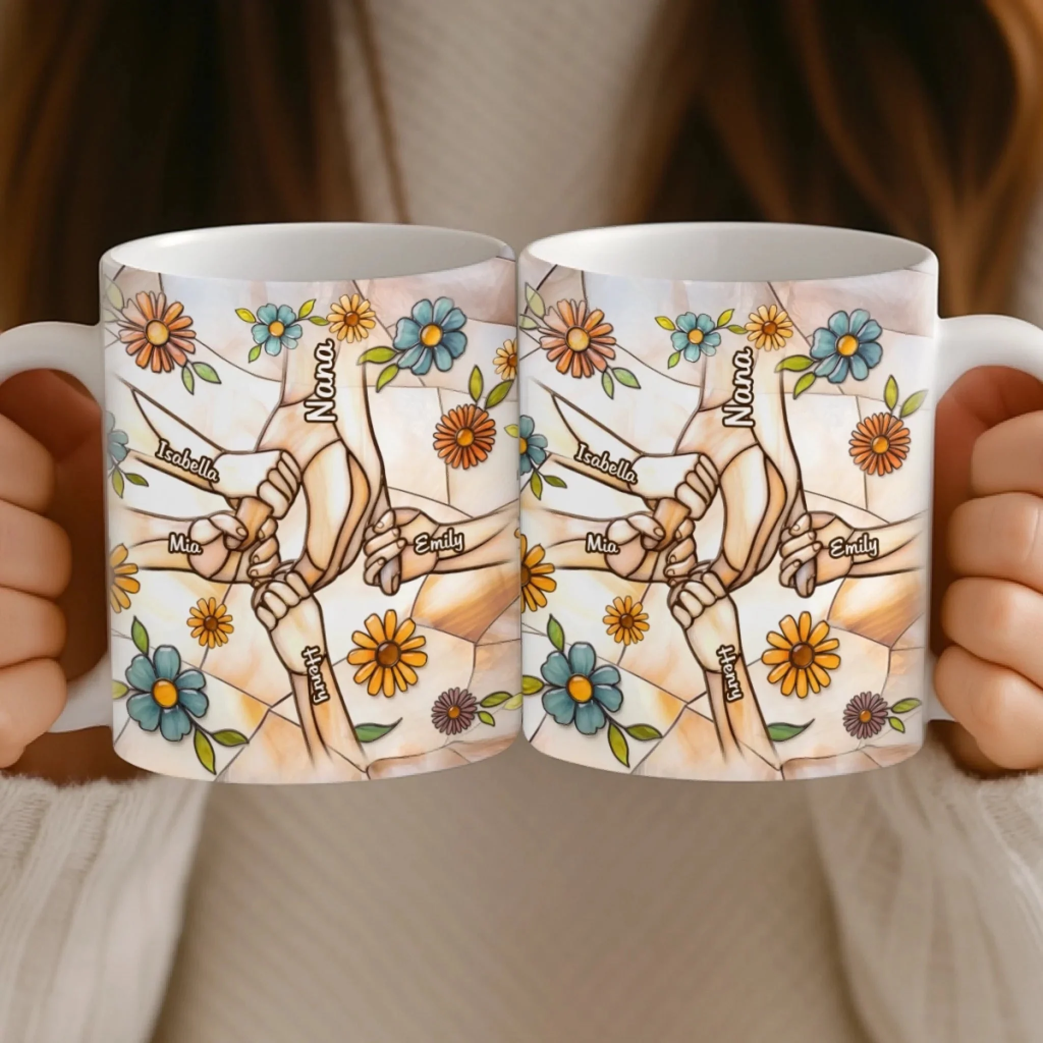 Mom Love Sparkle Every Day - Personalized White Edge-to-Edge Mug - Gift For Mom, Grandma HN02 - Image 4
