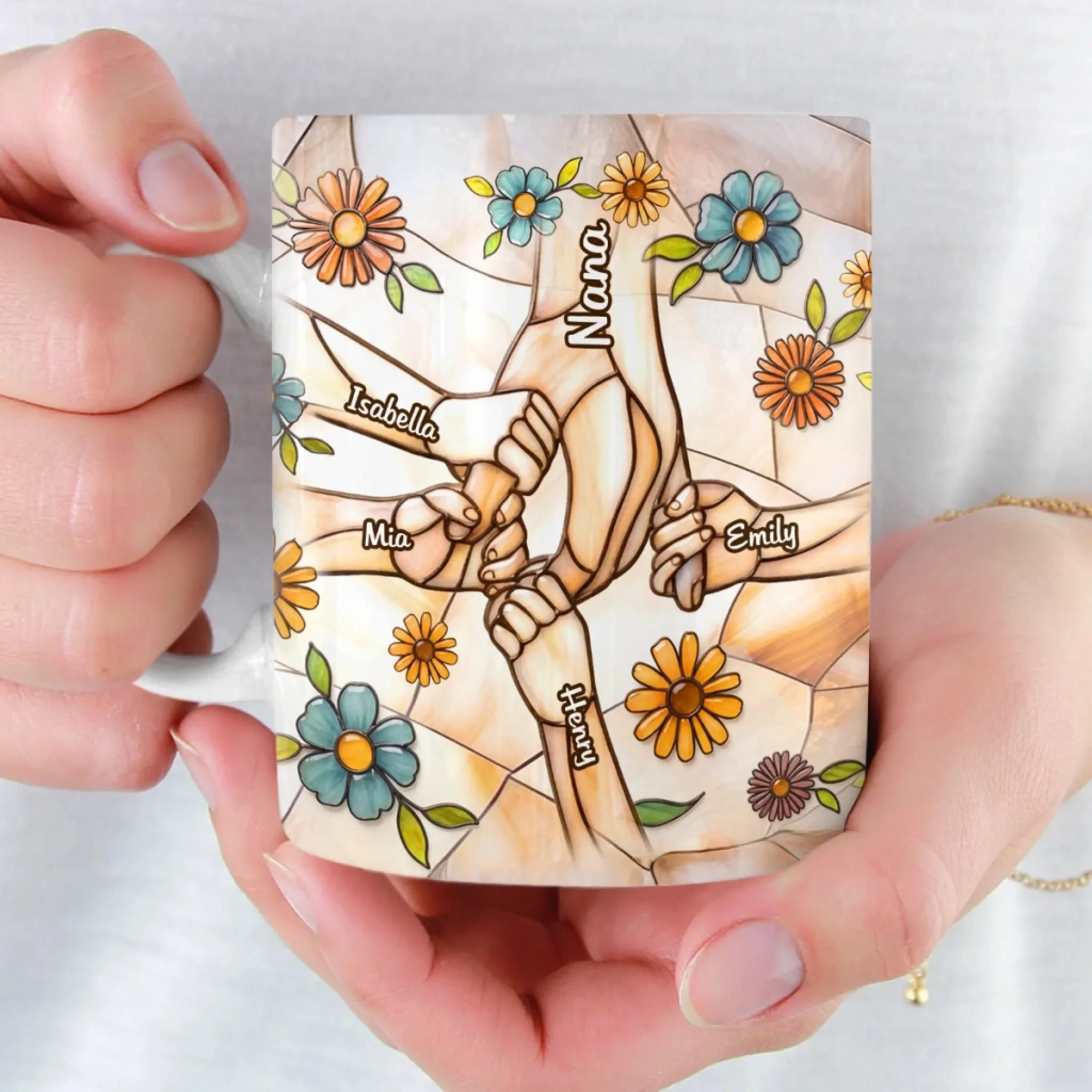 Mom Love Sparkle Every Day - Personalized White Edge-to-Edge Mug - Gift For Mom, Grandma HN02 - Image 5