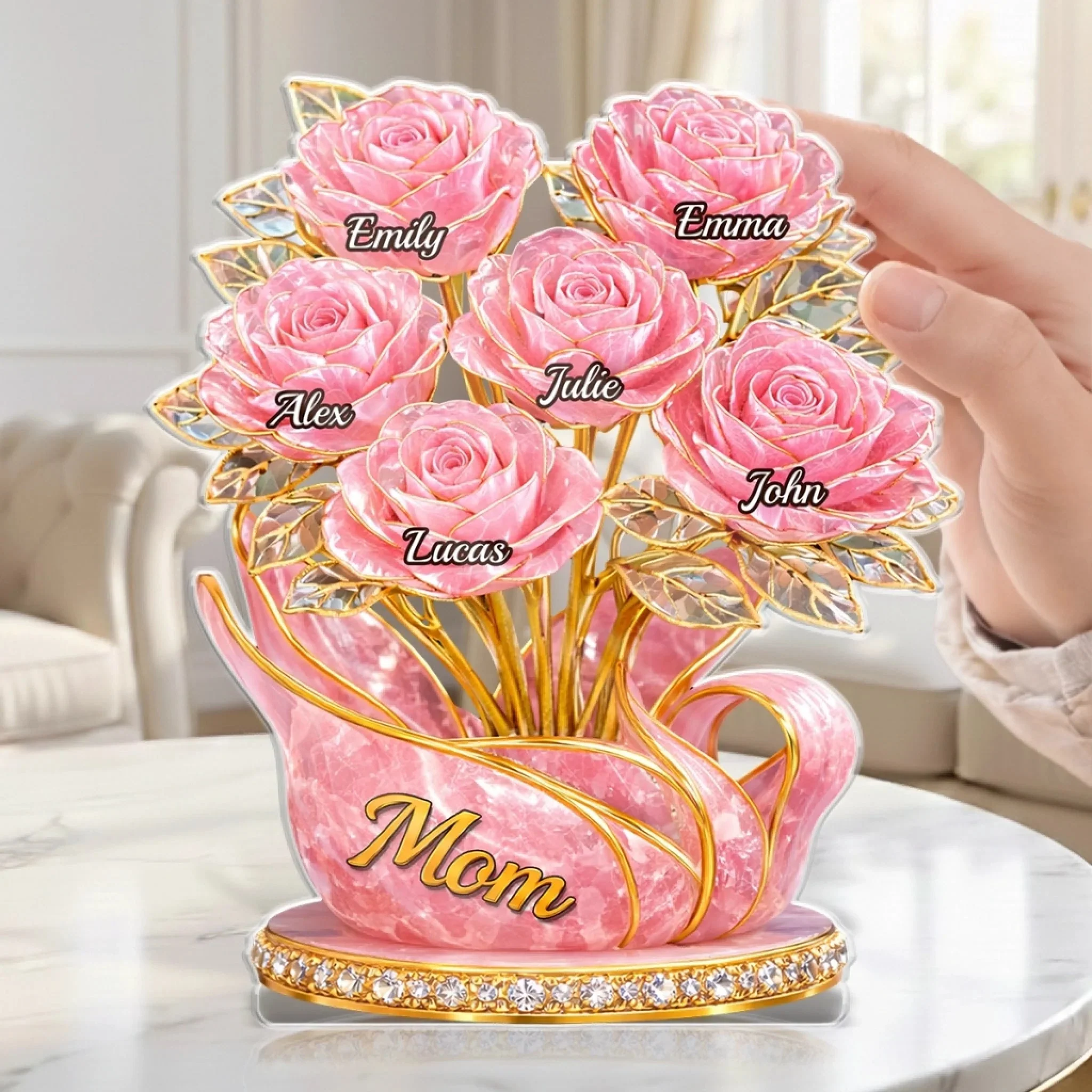 Mom Love Stays Forever - Personalized Shape Acrylic Plaque - Gift For Mom, Grandma HN02 - Image 3