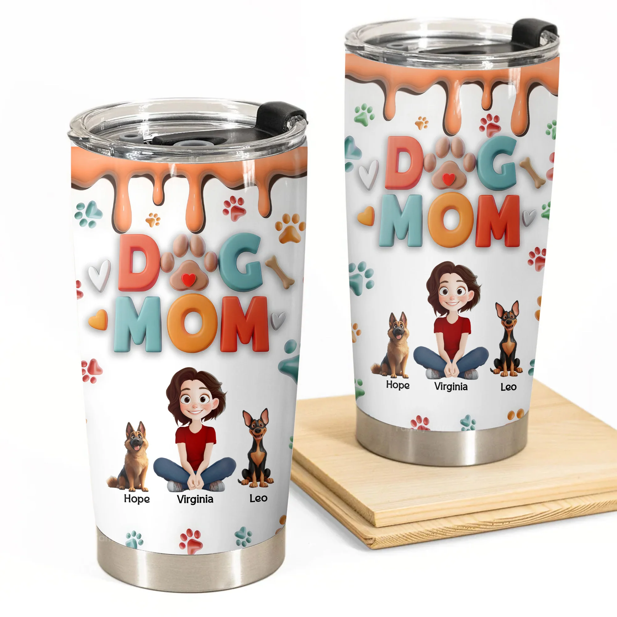 Mom Of Dog 3D Inflated Effect Cartoon Dog - Personalized Tumbler Cup - Gift for Pet Owners, Pet Lovers, Dog Mom | CLP15 NH96
