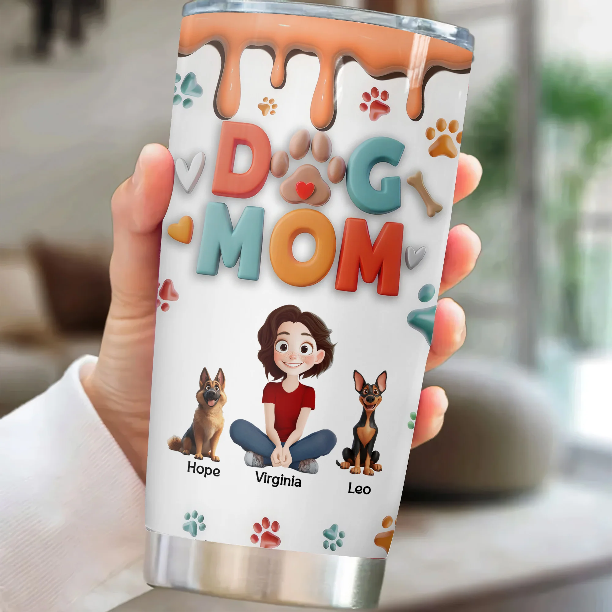 Mom Of Dog 3D Inflated Effect Cartoon Dog - Personalized Tumbler Cup - Gift for Pet Owners, Pet Lovers, Dog Mom | CLP15 NH96 - Image 2