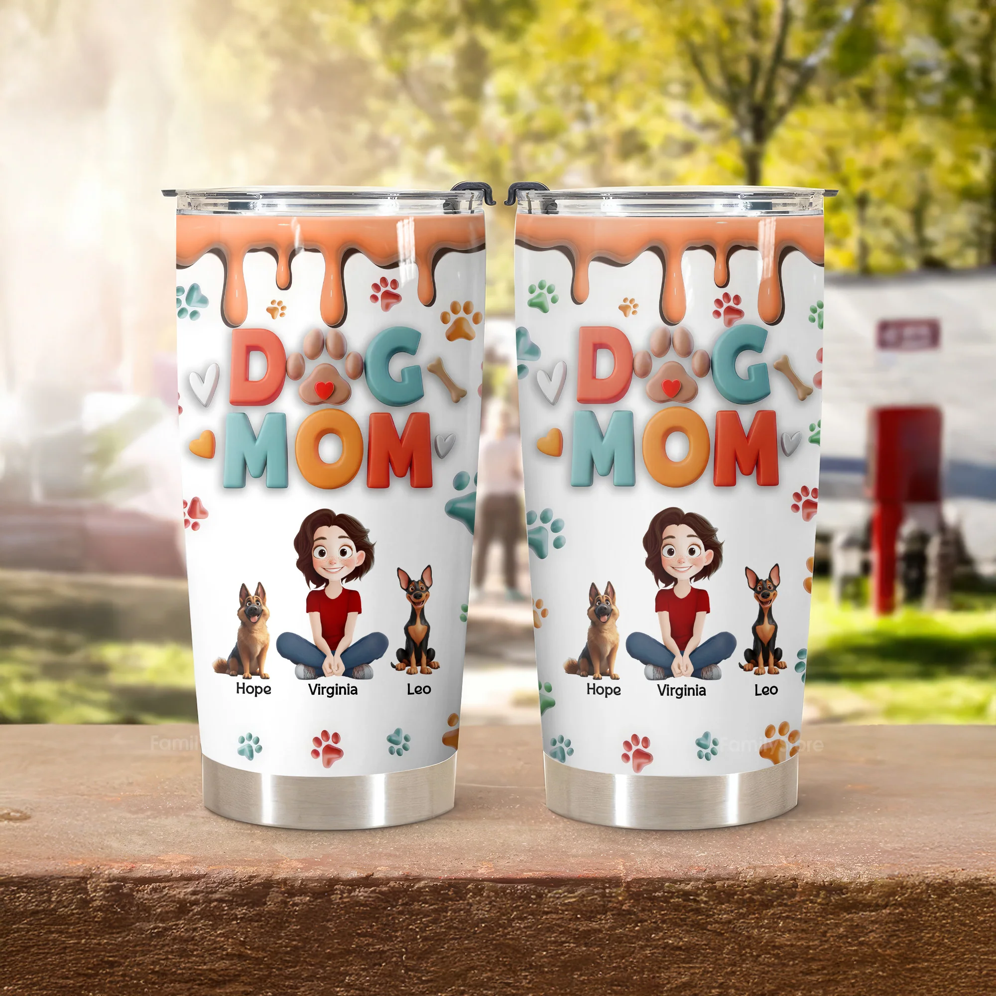 Mom Of Dog 3D Inflated Effect Cartoon Dog - Personalized Tumbler Cup - Gift for Pet Owners, Pet Lovers, Dog Mom | CLP15 NH96 - Image 3