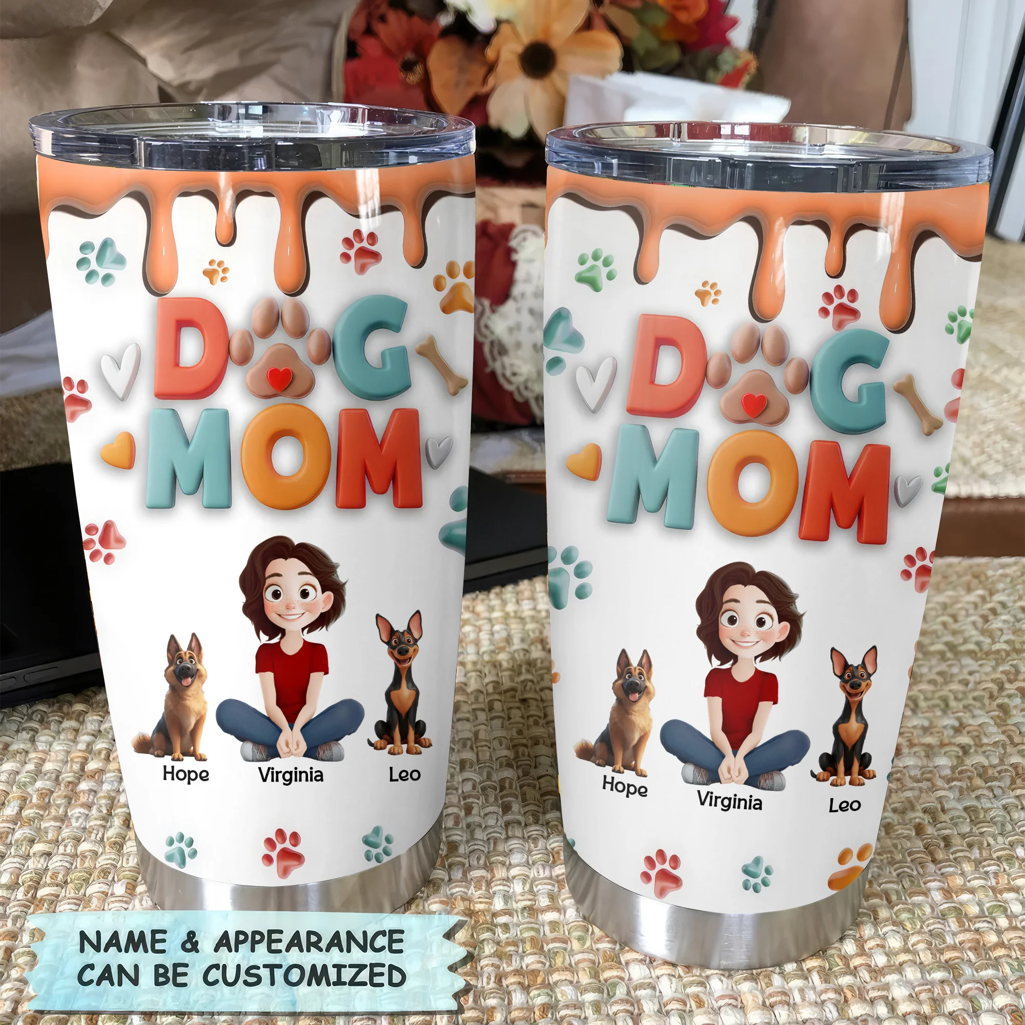 Mom Of Dog 3D Inflated Effect Cartoon Dog - Personalized Tumbler Cup - Gift for Pet Owners, Pet Lovers, Dog Mom | CLP15 NH96 - Image 4