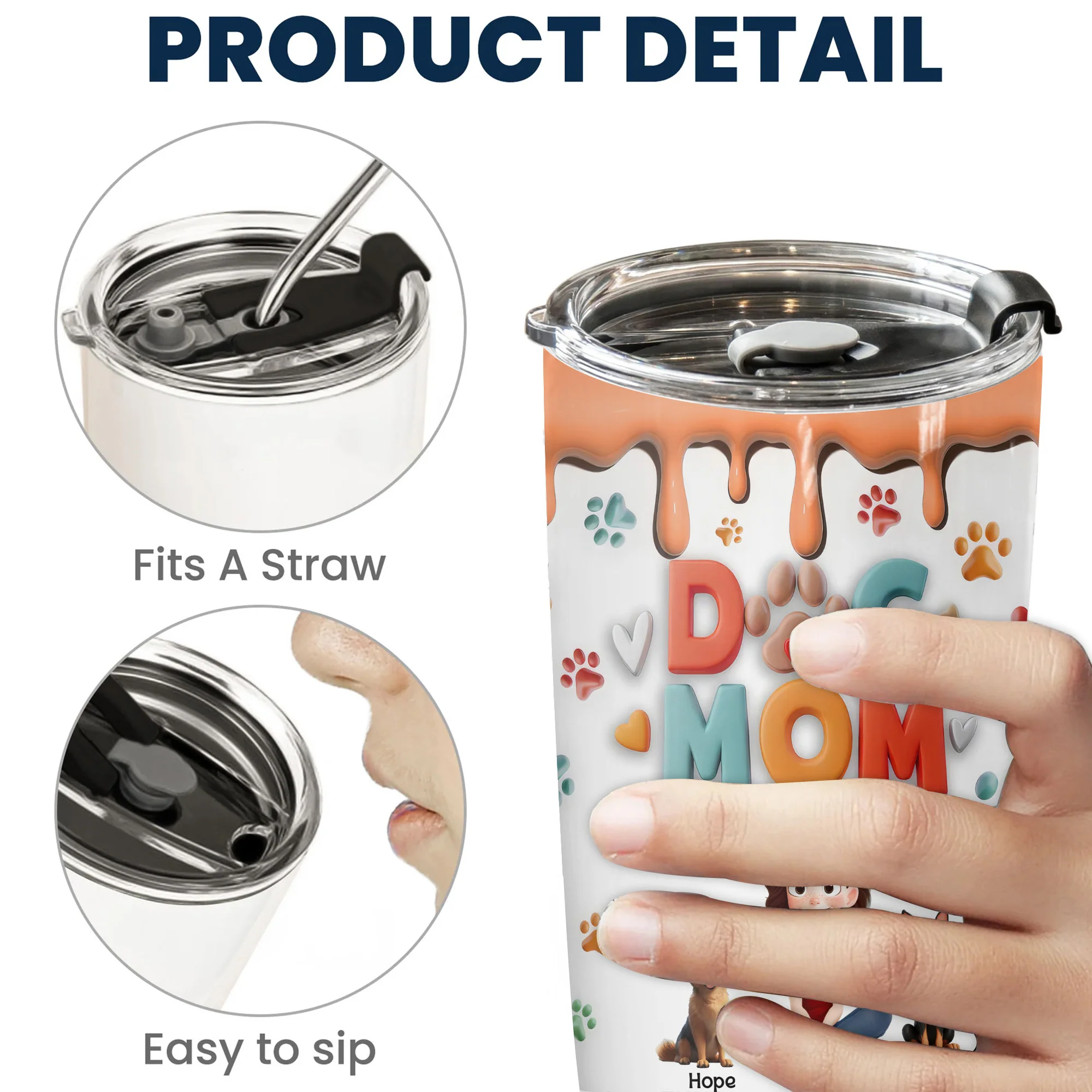 Mom Of Dog 3D Inflated Effect Cartoon Dog - Personalized Tumbler Cup - Gift for Pet Owners, Pet Lovers, Dog Mom | CLP15 NH96 - Image 5
