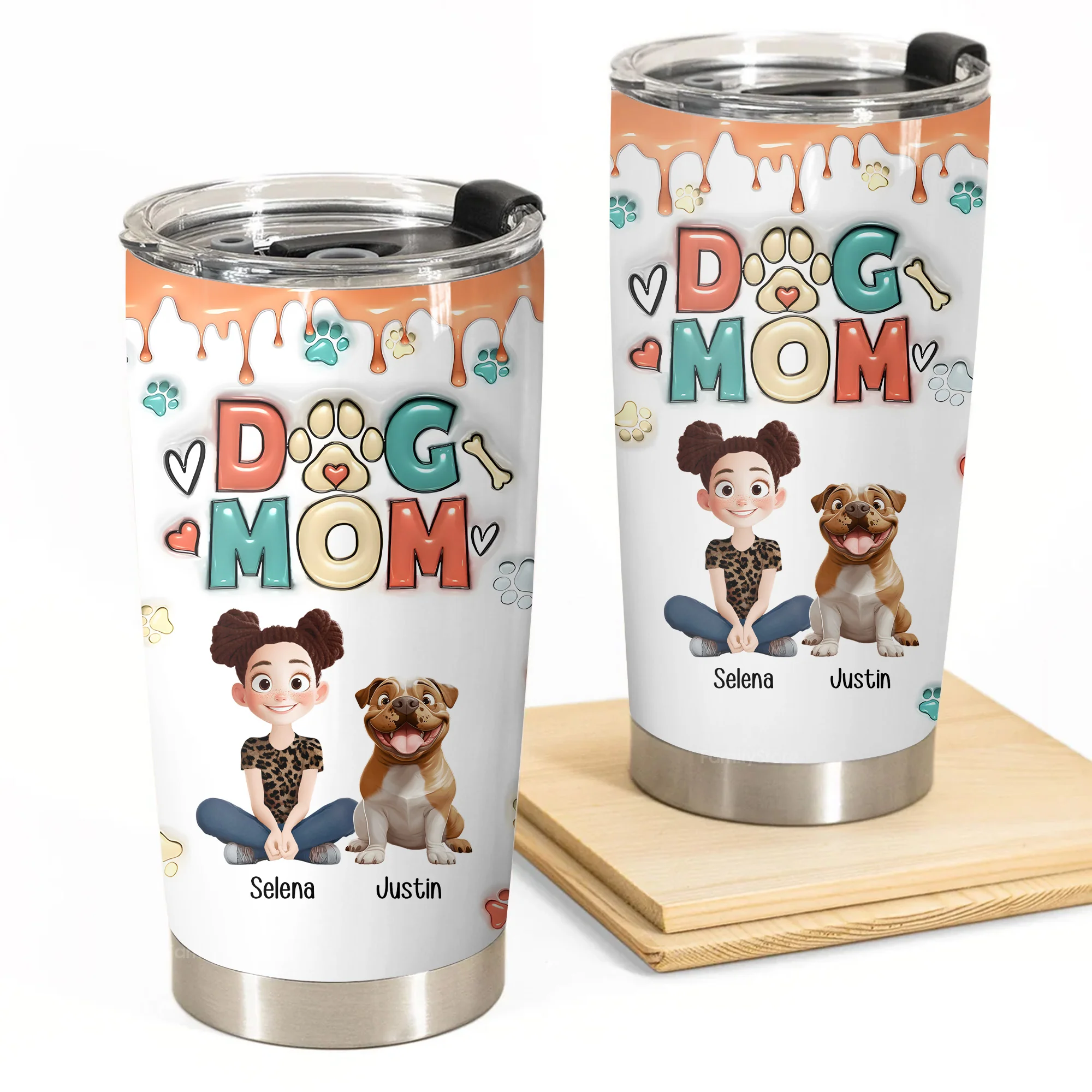 Mom Of Dogs 3D Inflated Effect Cartoon Dog - Personalized Tumbler Cup - Gift for Pet Owners, Pet Lovers, Dog Mom | CLP15 NH96