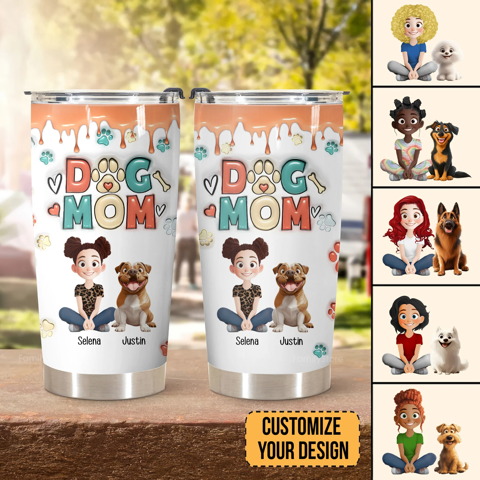 Mom Of Dogs 3D Inflated Effect Cartoon Dog - Personalized Tumbler Cup - Gift for Pet Owners, Pet Lovers, Dog Mom | CLP15 NH96 - Image 2