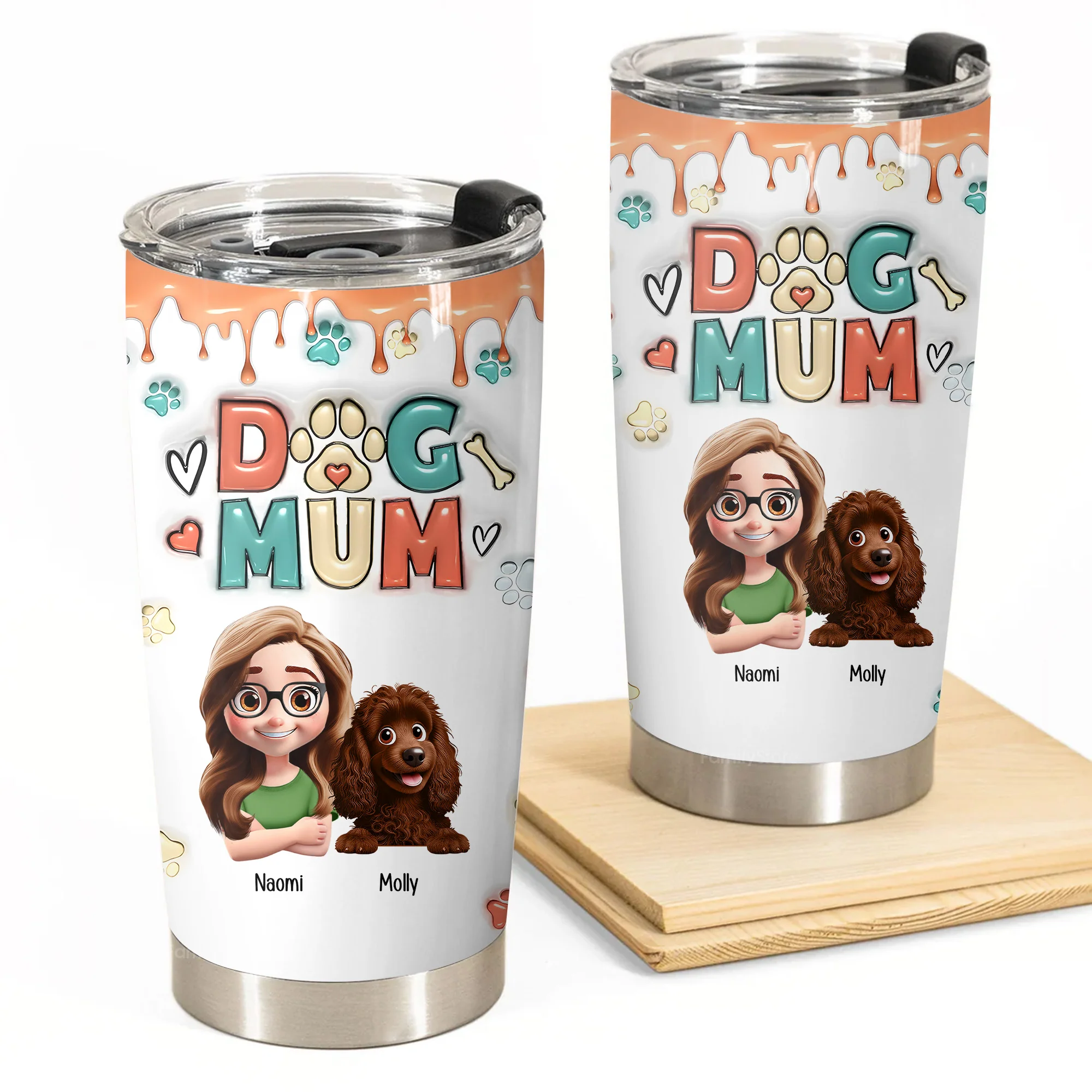 Mom Of Dogs 3D Inflated Effect Cartoon Dog - Personalized Tumbler Cup - Gift for Pet Owners, Pet Lovers, Dog Mom | CLP16 NH96