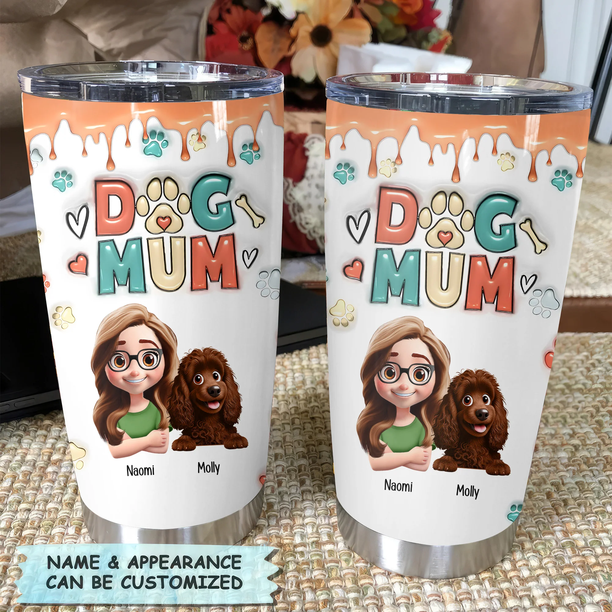 Mom Of Dogs 3D Inflated Effect Cartoon Dog - Personalized Tumbler Cup - Gift for Pet Owners, Pet Lovers, Dog Mom | CLP16 NH96 - Image 2