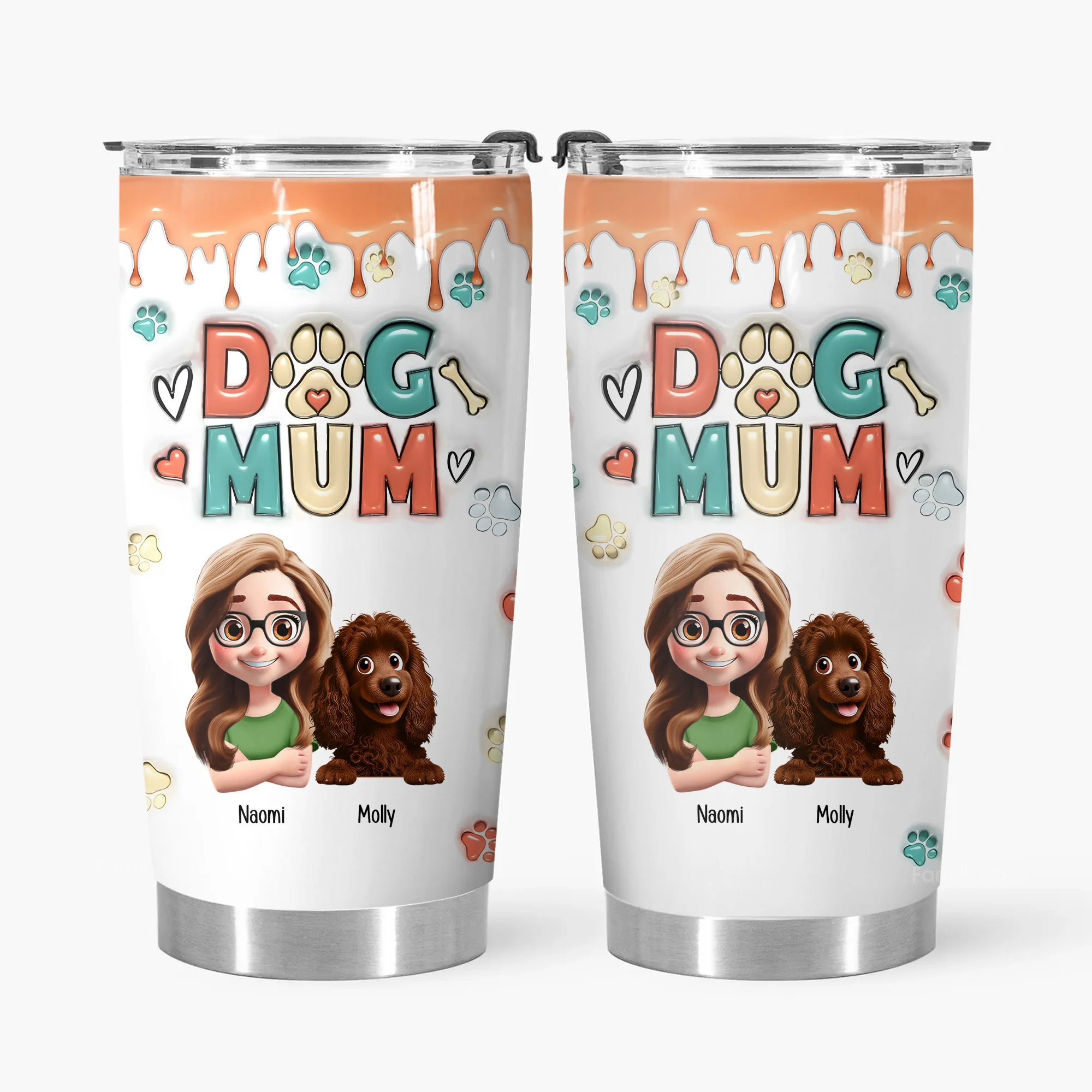 Mom Of Dogs 3D Inflated Effect Cartoon Dog - Personalized Tumbler Cup - Gift for Pet Owners, Pet Lovers, Dog Mom | CLP16 NH96 - Image 3