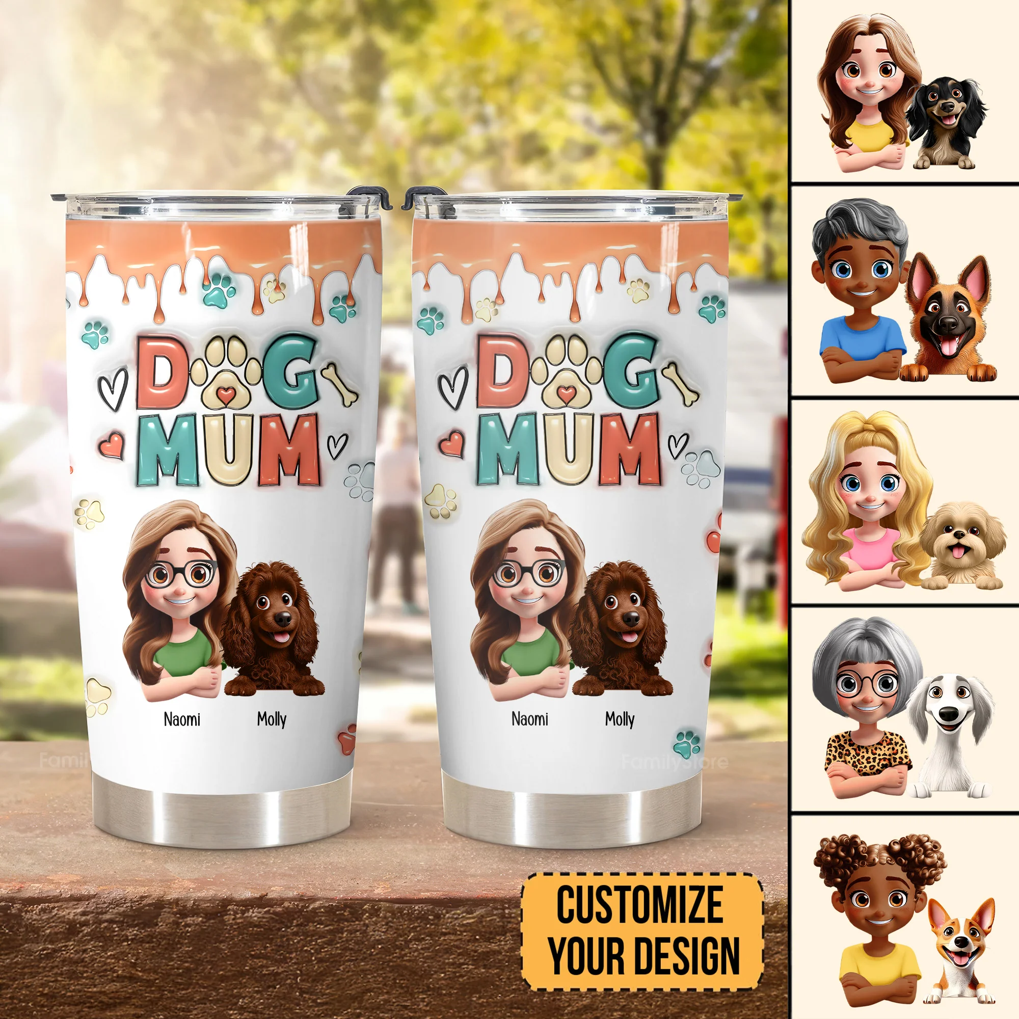 Mom Of Dogs 3D Inflated Effect Cartoon Dog - Personalized Tumbler Cup - Gift for Pet Owners, Pet Lovers, Dog Mom | CLP16 NH96 - Image 4