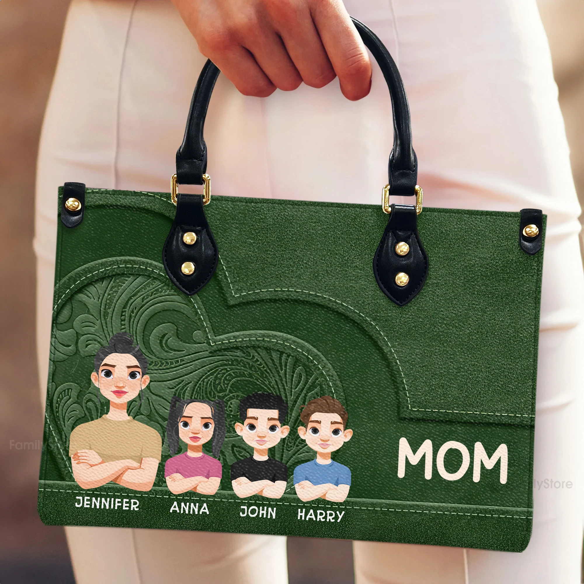 Mommy We Love You So Much - Personalized Leather Bag - Loving Gift For Mother, Grandma, Grandmother, Mother's Day | CL50 NA94 - Image 4