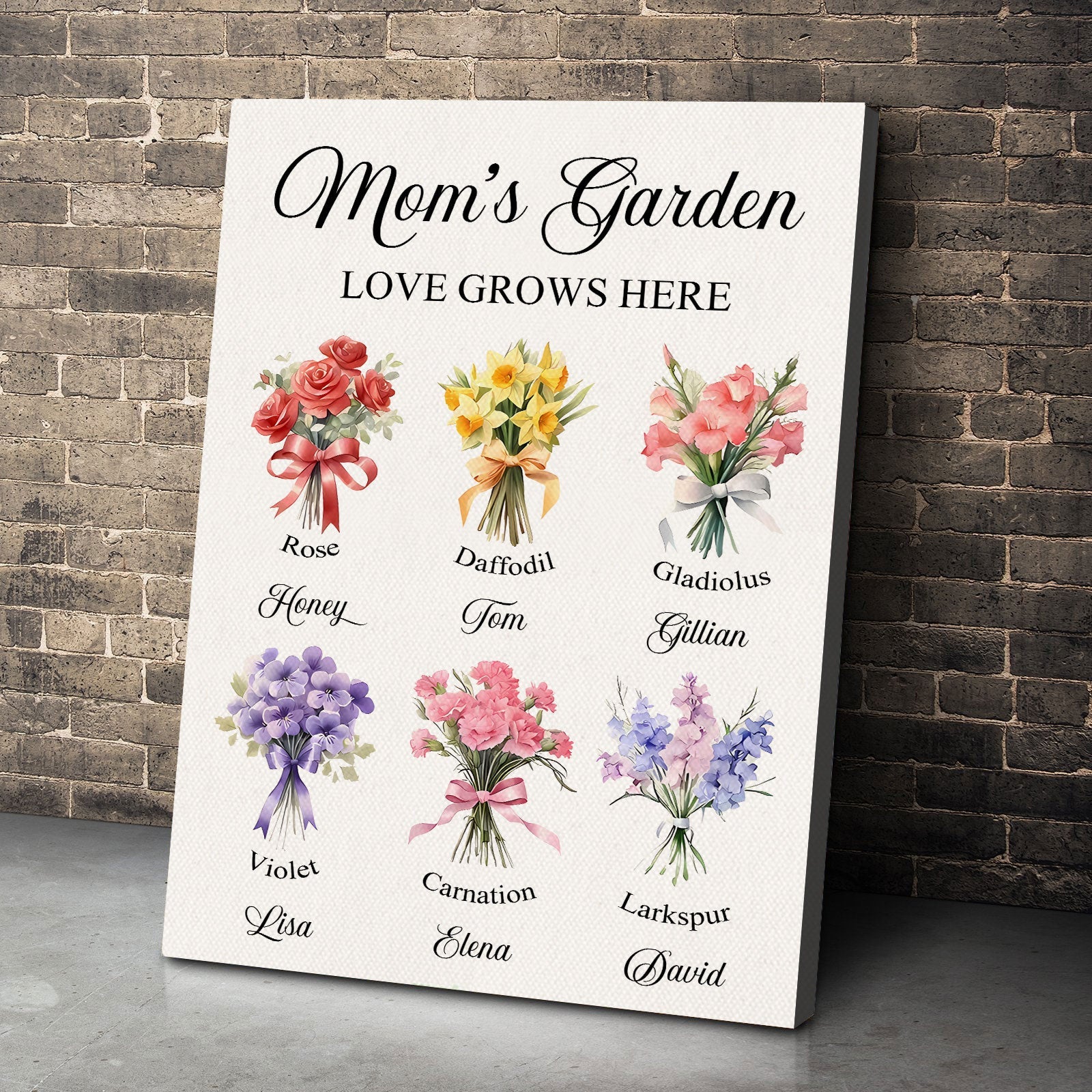 Mom's Garden Love Grows Here 3D Flower Patterns - Personalized Canvas Poster - Gift For Mom,Grandma, Mother's Day | NA94