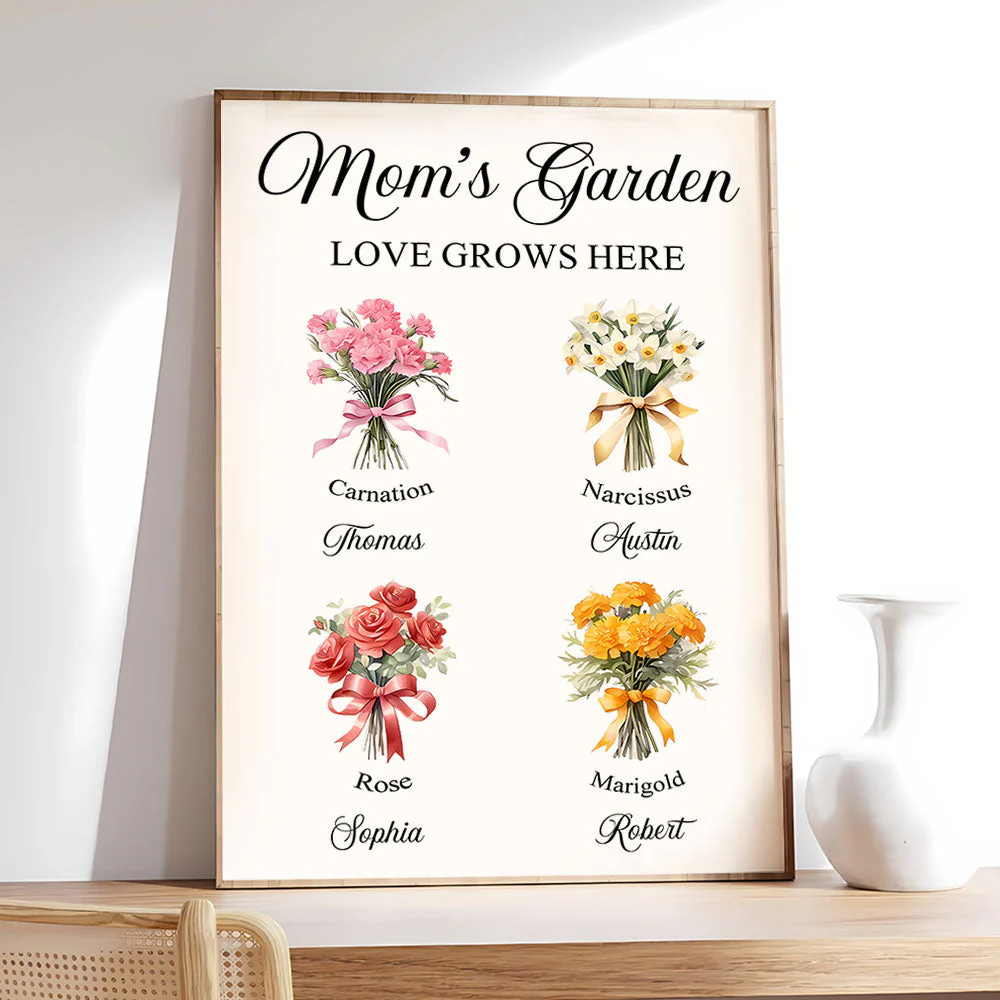 Mom's Garden Love Grows Here 3D Flower Patterns - Personalized Canvas Poster - Gift For Mom,Grandma, Mother's Day | NA94 - Image 2