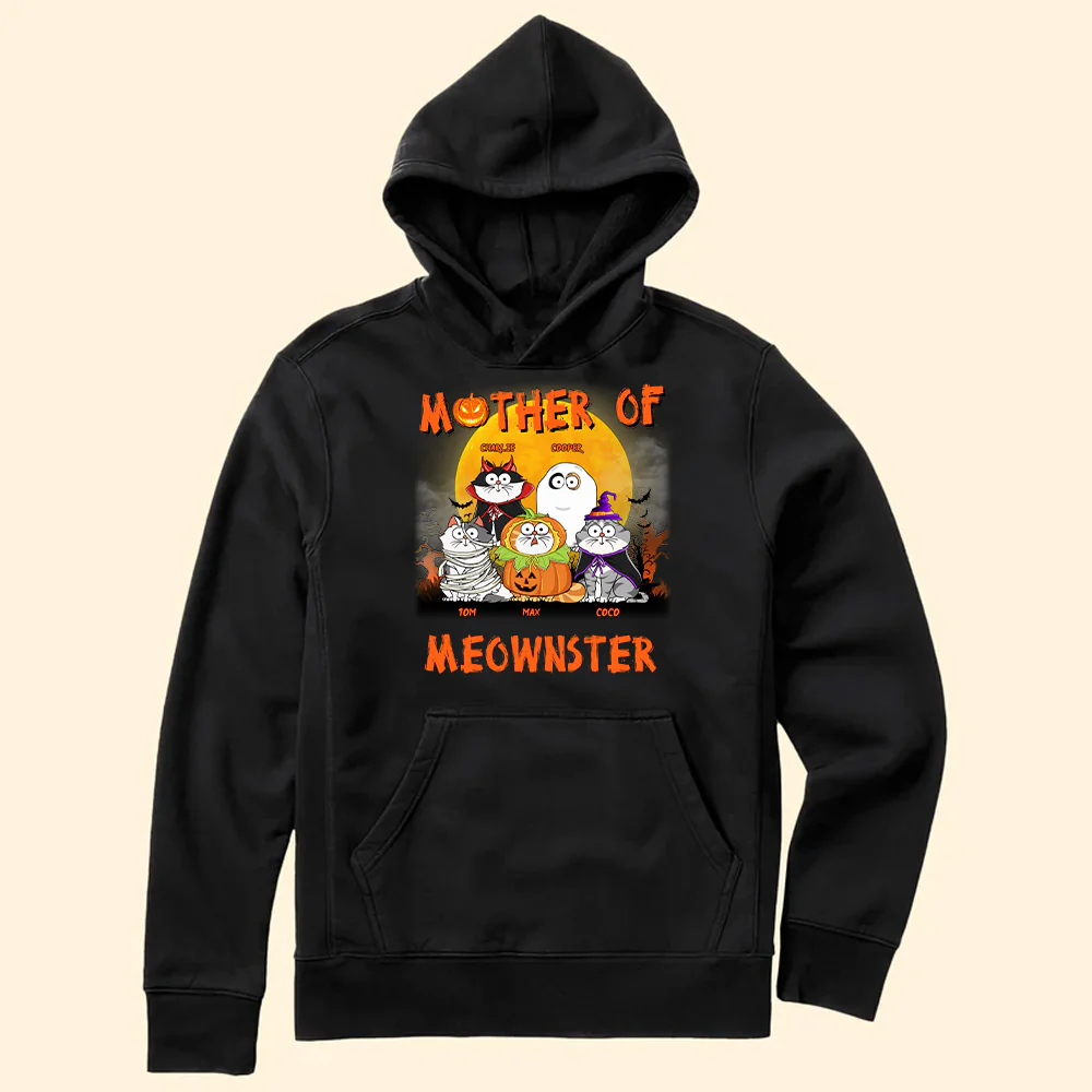 Mother, Father Of Meownsters Halloween - Gift For Pet Lovers - Personalized Unisex Tshirt - CLP01 NH96 - Image 5
