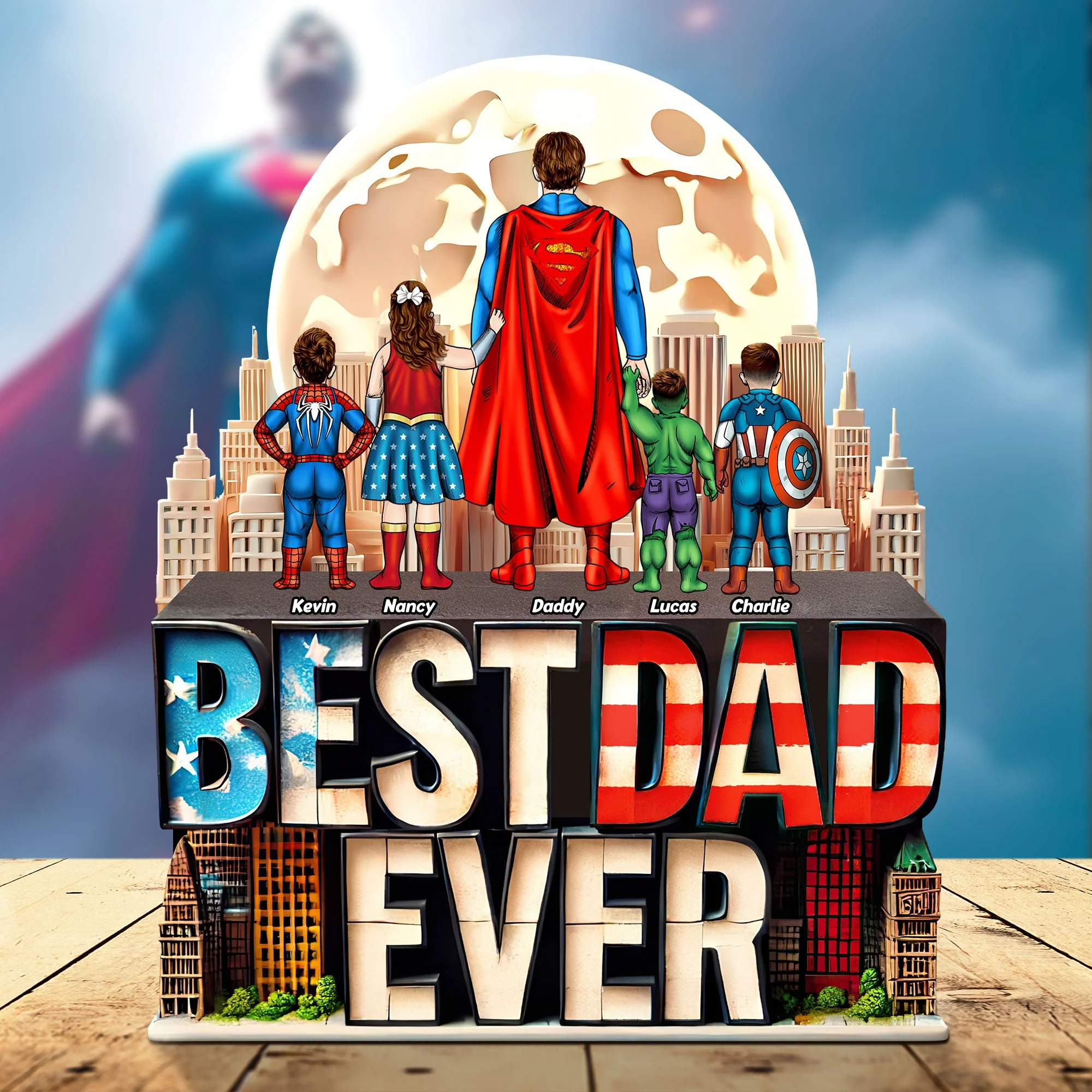 MRVL Best Dad Ever - Personalized Acrylic Plaque - Gift For Dad, Grandpa, Fathers Day | CL02.V2 HH01 - Image 2