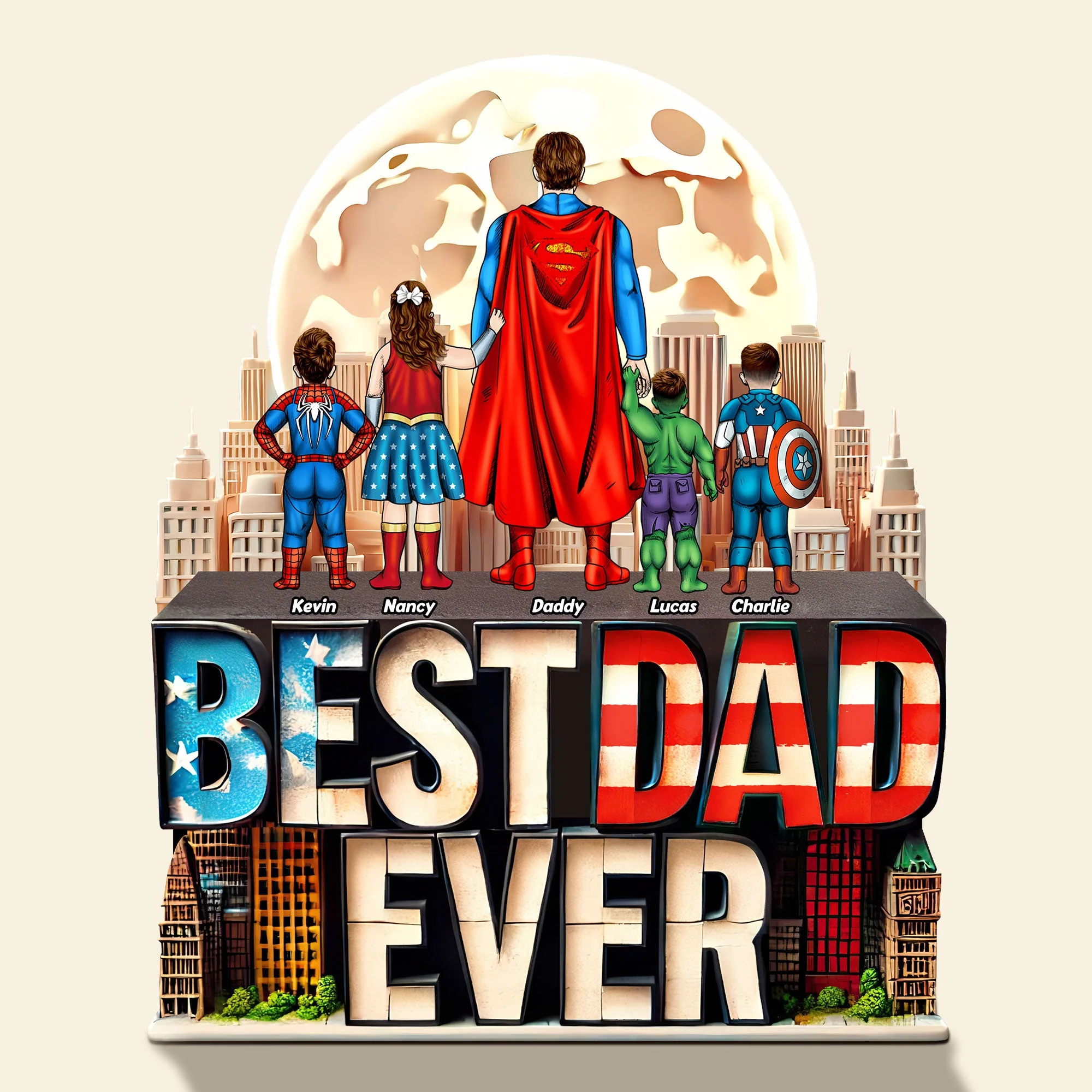 MRVL Best Dad Ever - Personalized Acrylic Plaque - Gift For Dad, Grandpa, Fathers Day | CL02.V2 HH01 - Image 3