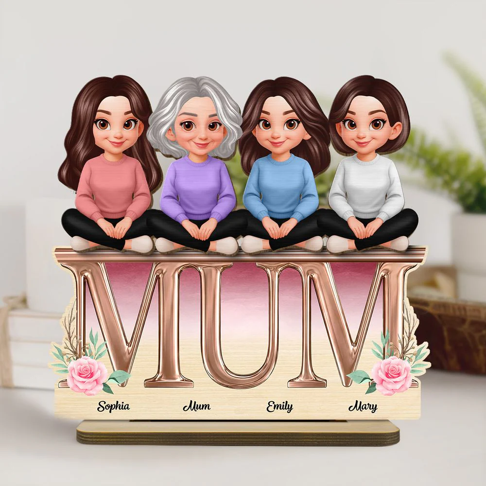 MUM And Daughters Sons - Personalized Wooden Plaque - Gift For Mom, Grandma | GR25 HN02