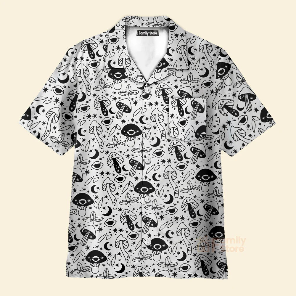 Mushroom Button up, Mushroom DnD Shirt, Mushroom Shirt, Trippy mushroom shirt - Image 2