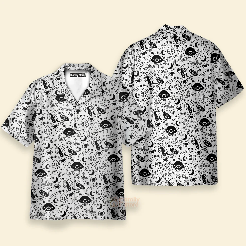 Mushroom Button up, Mushroom DnD Shirt, Mushroom Shirt, Trippy mushroom shirt - Image 3