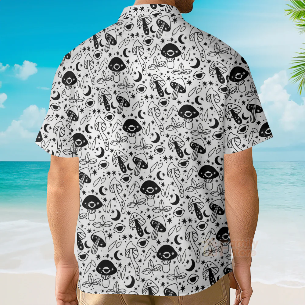Mushroom Button up, Mushroom DnD Shirt, Mushroom Shirt, Trippy mushroom shirt - Image 5