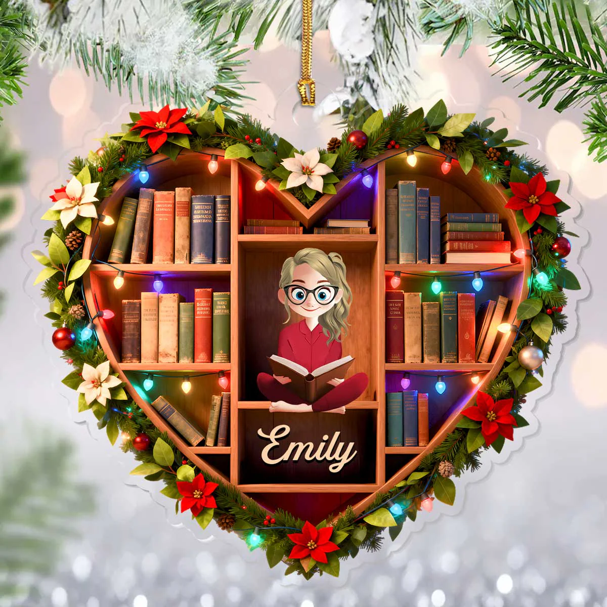 My Beloved Bookshelf - Personalized Acrylic Ornament - Christmas Gift For Book Lovers, Her | CLB2 HH01