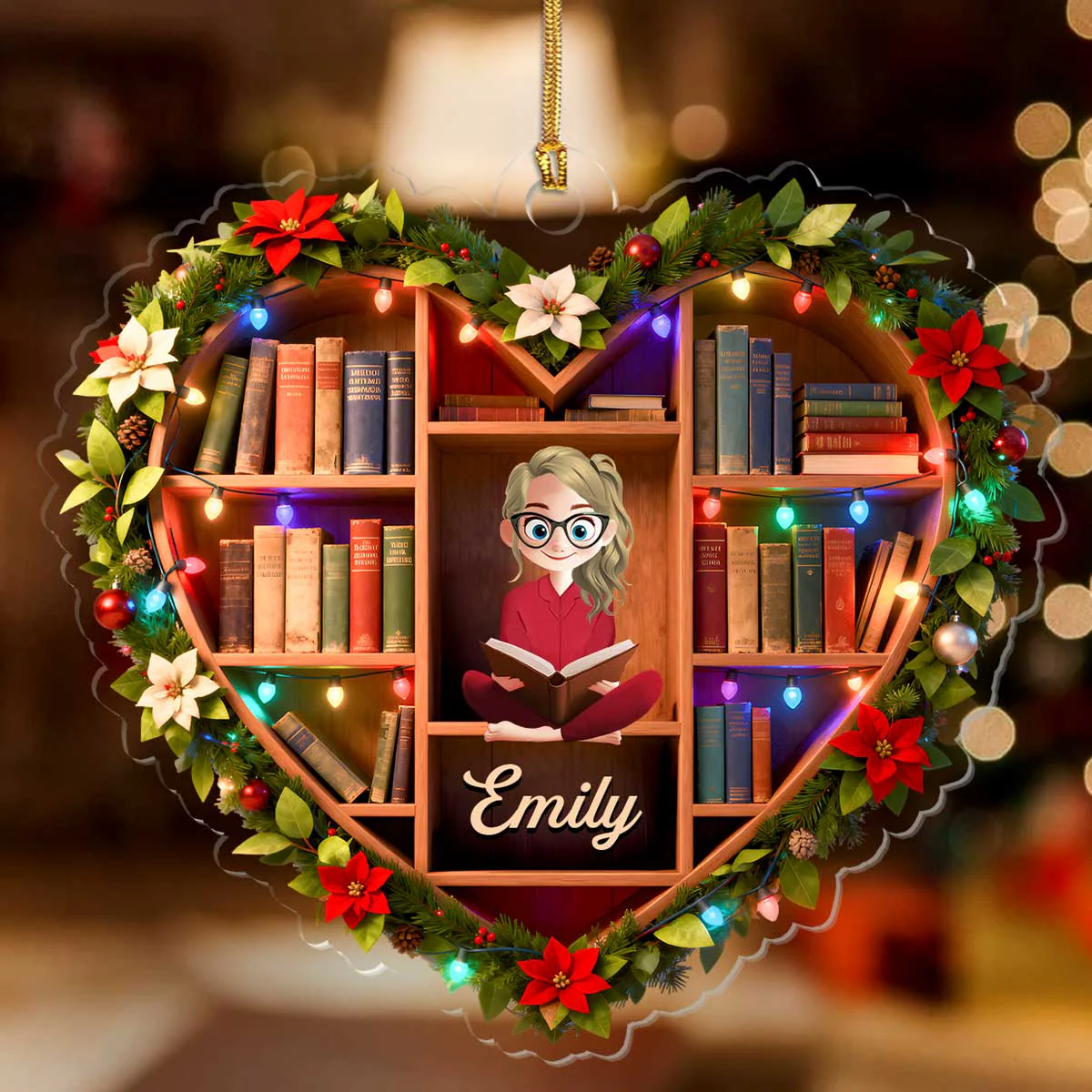 My Beloved Bookshelf - Personalized Acrylic Ornament - Christmas Gift For Book Lovers, Her | CLB2 HH01 - Image 2