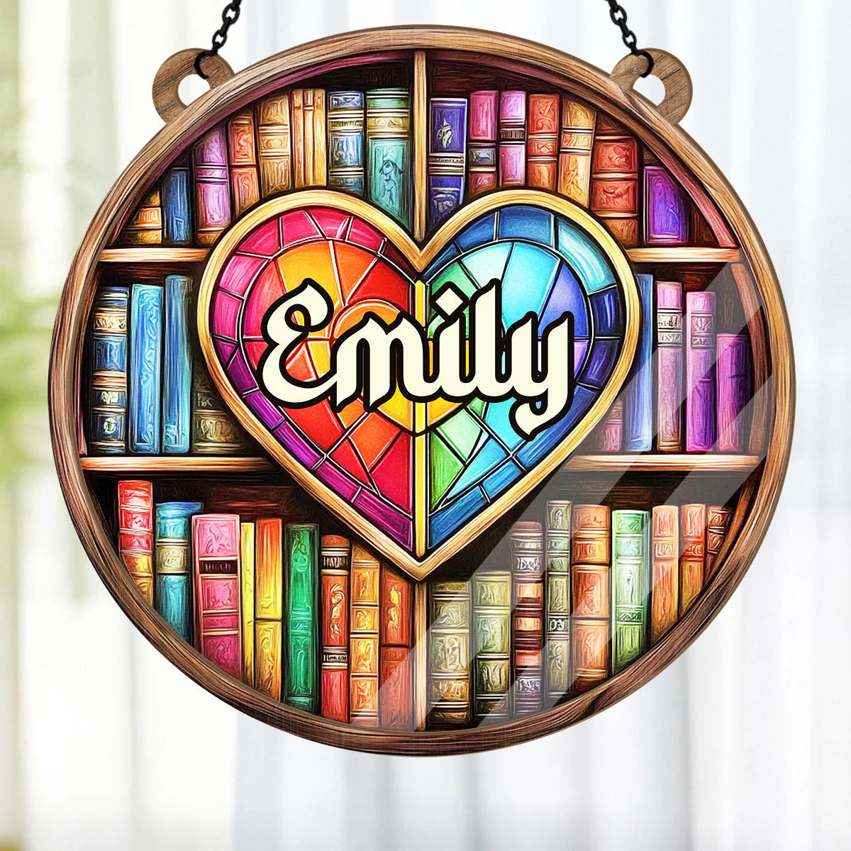 My Beloved Bookshelf - Personalized Window Hanging Suncatcher - Image 4