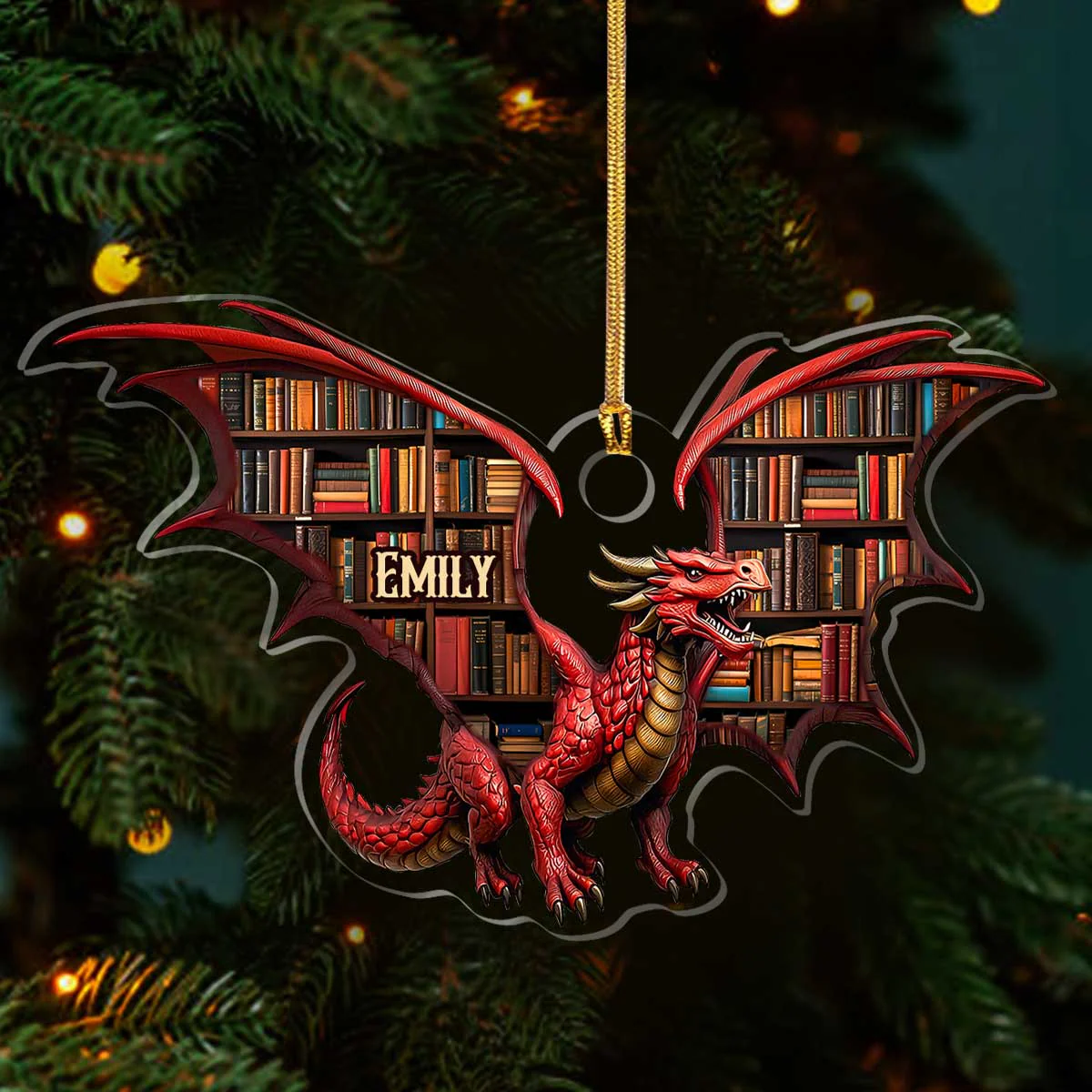 My Book Dragon - Personalized Acrylic Ornament - Christmas Gift For Book Lovers HH01 - Image 3