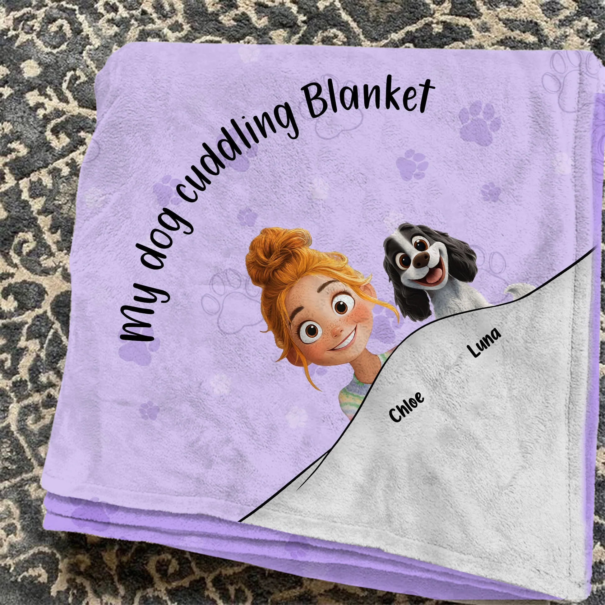 My Dog Cuddling Blanket Cartoon Dog - Personalized Blanket - Gift For Pet Lovers, Dog Lovers | CLP15 NA94 - Image 3