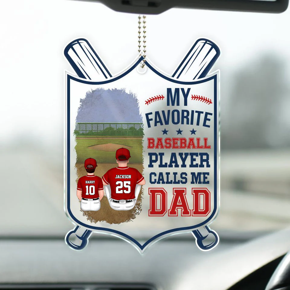 My Favorite Baseball Player Calls Me Dad- Gift For Dad, Baseball Lovers - Personalized Car Hanging Ornament - SPCL01 NA94 - Image 2