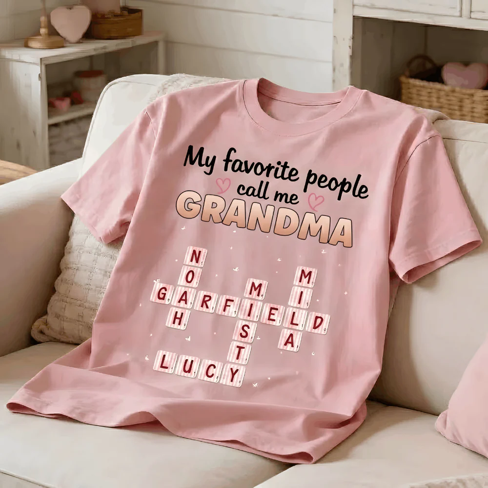 My Favorite People Call Me Grandma Crossword Puzzle Art - Personalized Shirt - Gift For Grandma HN02