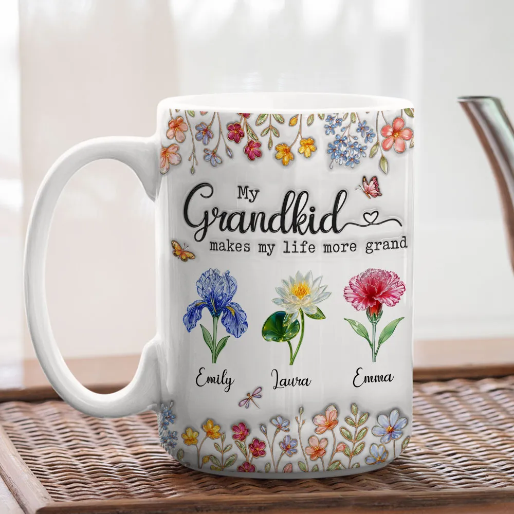 My Grandkids Make My Life More Grand - Personalized White Edge-to-Edge Mug - Gift For Grandma, Grandpa, Kids, Family HH01 - Image 7