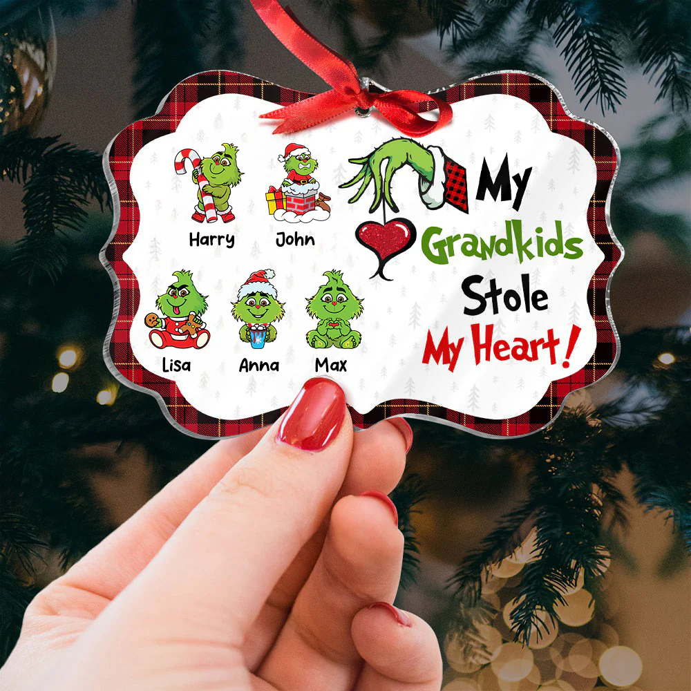 My Grandkids Stole My Heart -  Personalized Acrylic Ornament - Chirstmas Gift For Family | TM07 - Image 4