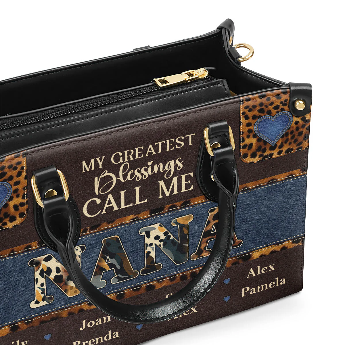 My Greatest Blessings Call Me - Personalized Leather Handbag - Gift For Mom, Grandma, Mother's Day HD95 - Image 3