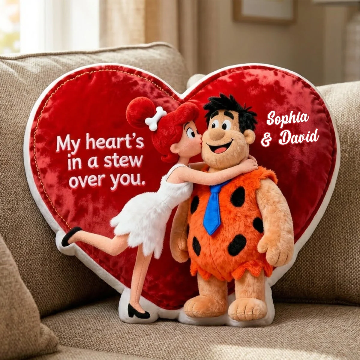 My Heart Is In A Stew Over You - Personalized Custom Shaped Pillow - Gift For Couples NL122