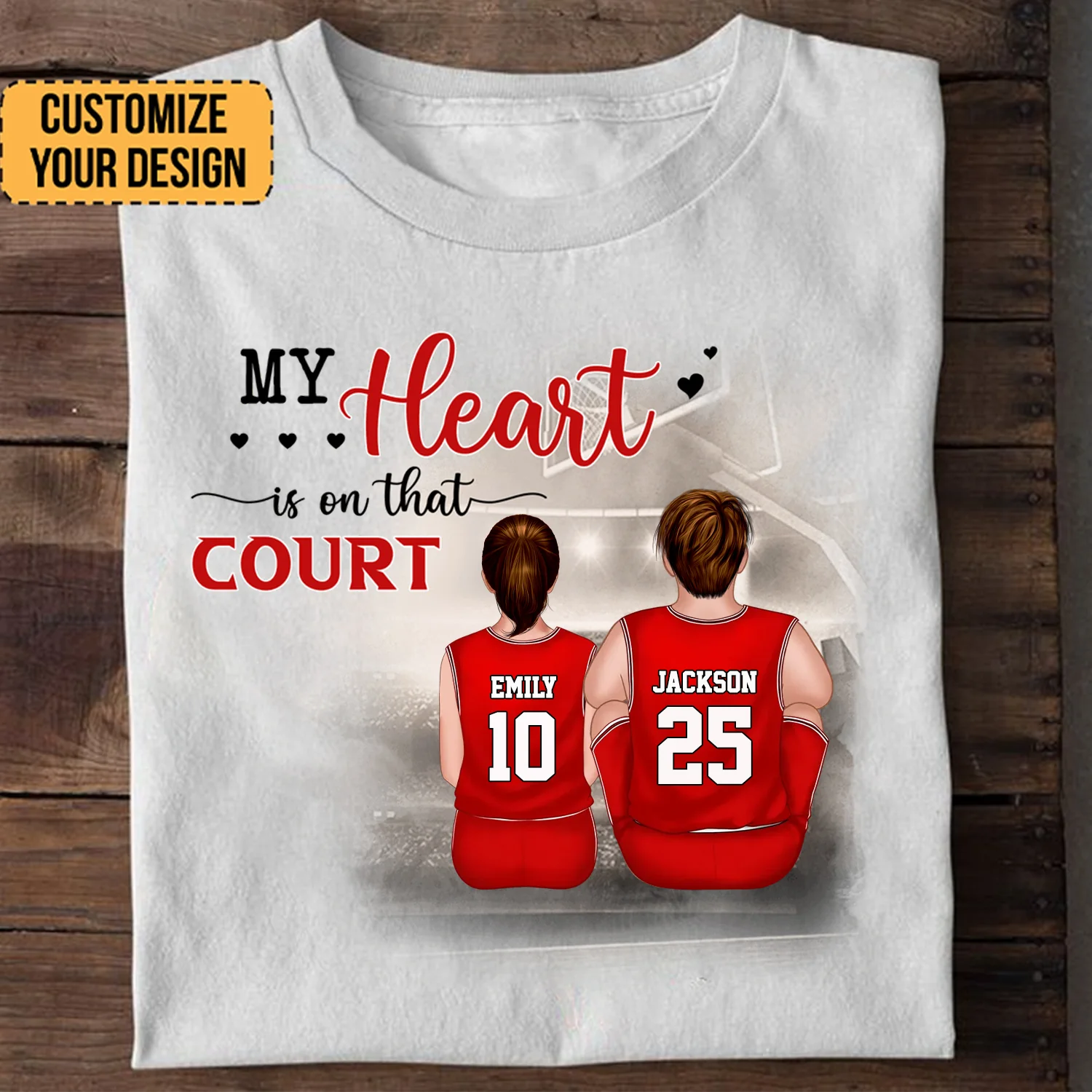My Heart Is On That Court - Gift For Family - Personalized TShirt - SPCL03 NA94 - Image 2